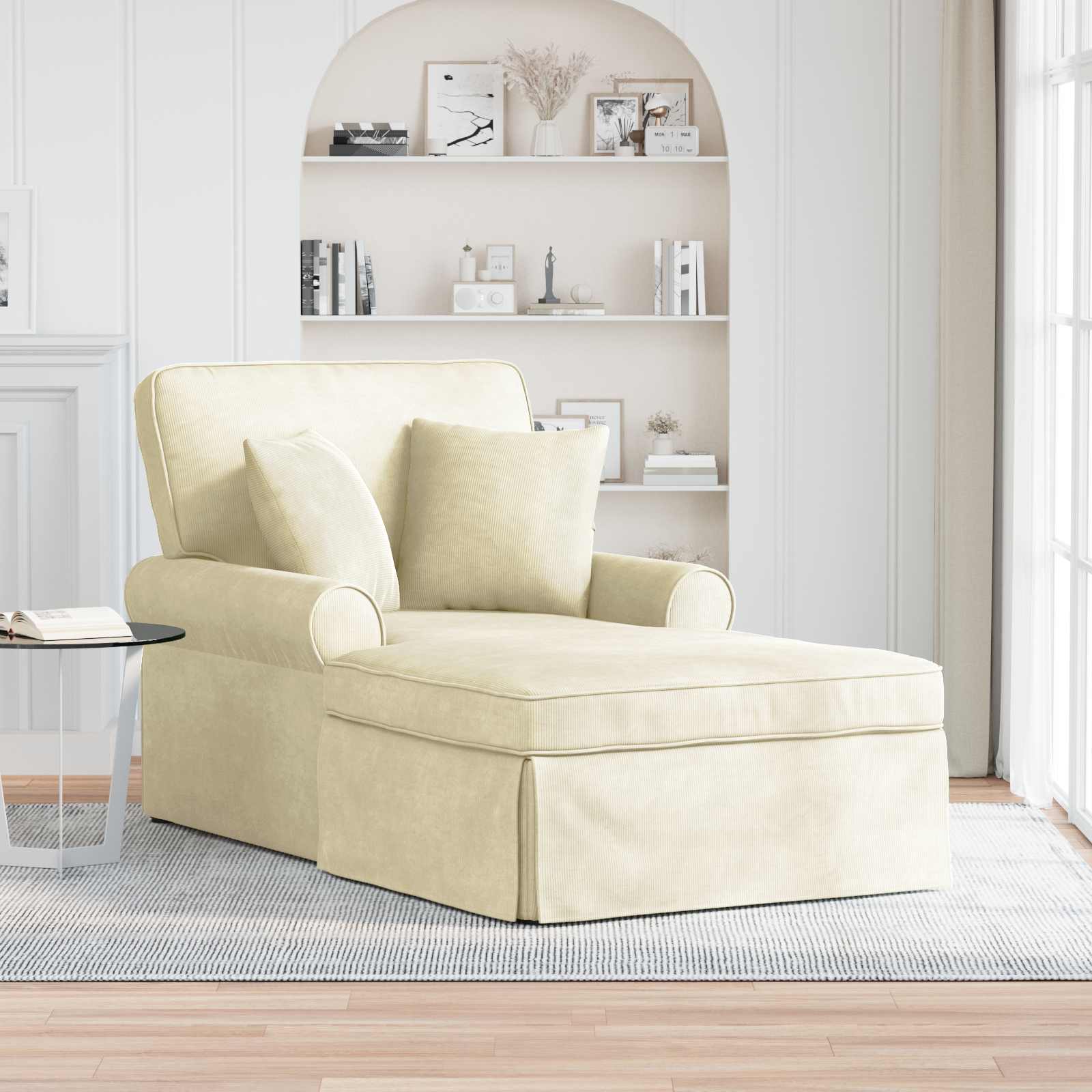vidaXL Chaise Lounge met Rok met kussen Lichtgrijs 91 x 157 x 91 cm