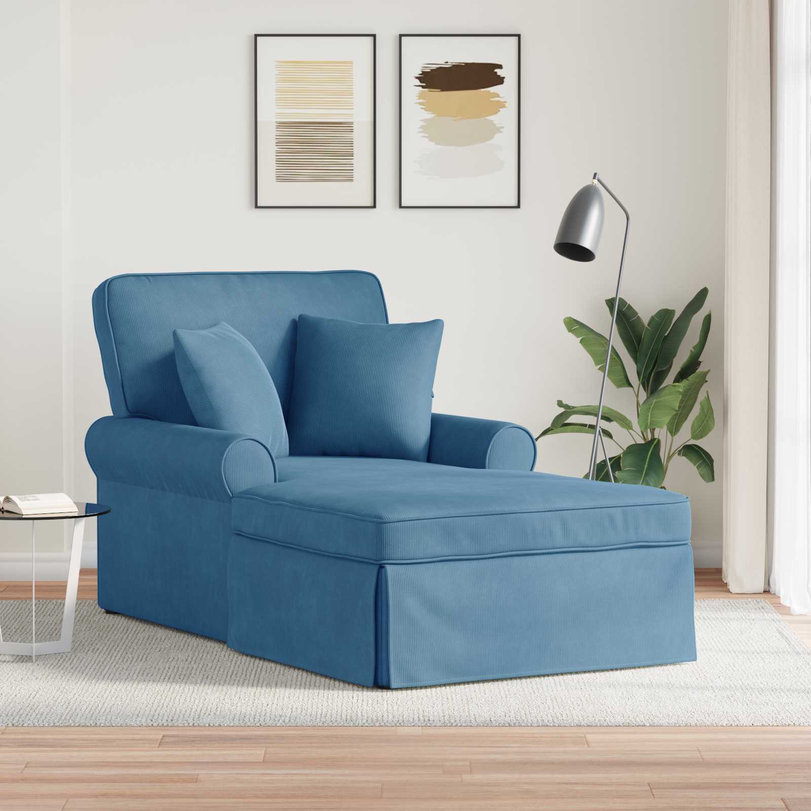vidaXL Chaise Lounge met Rok met kussen Lichtgrijs 91 x 157 x 91 cm