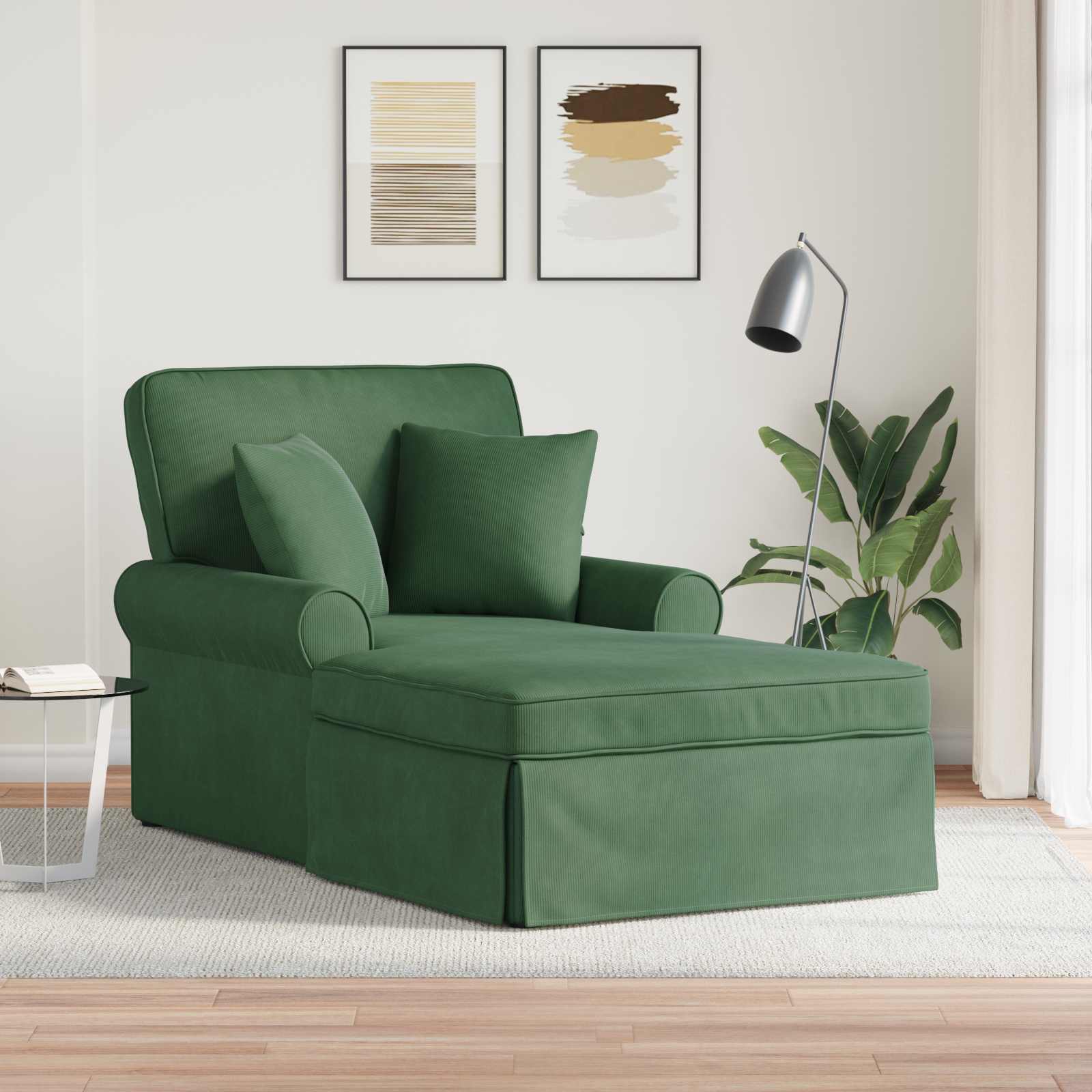 vidaXL Chaise Lounge met Rok met kussen Lichtgrijs 91 x 157 x 91 cm