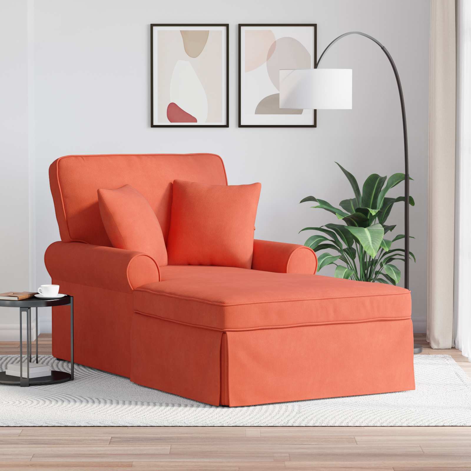 vidaXL Chaise Lounge met Rok met kussen Lichtgrijs 91 x 157 x 91 cm