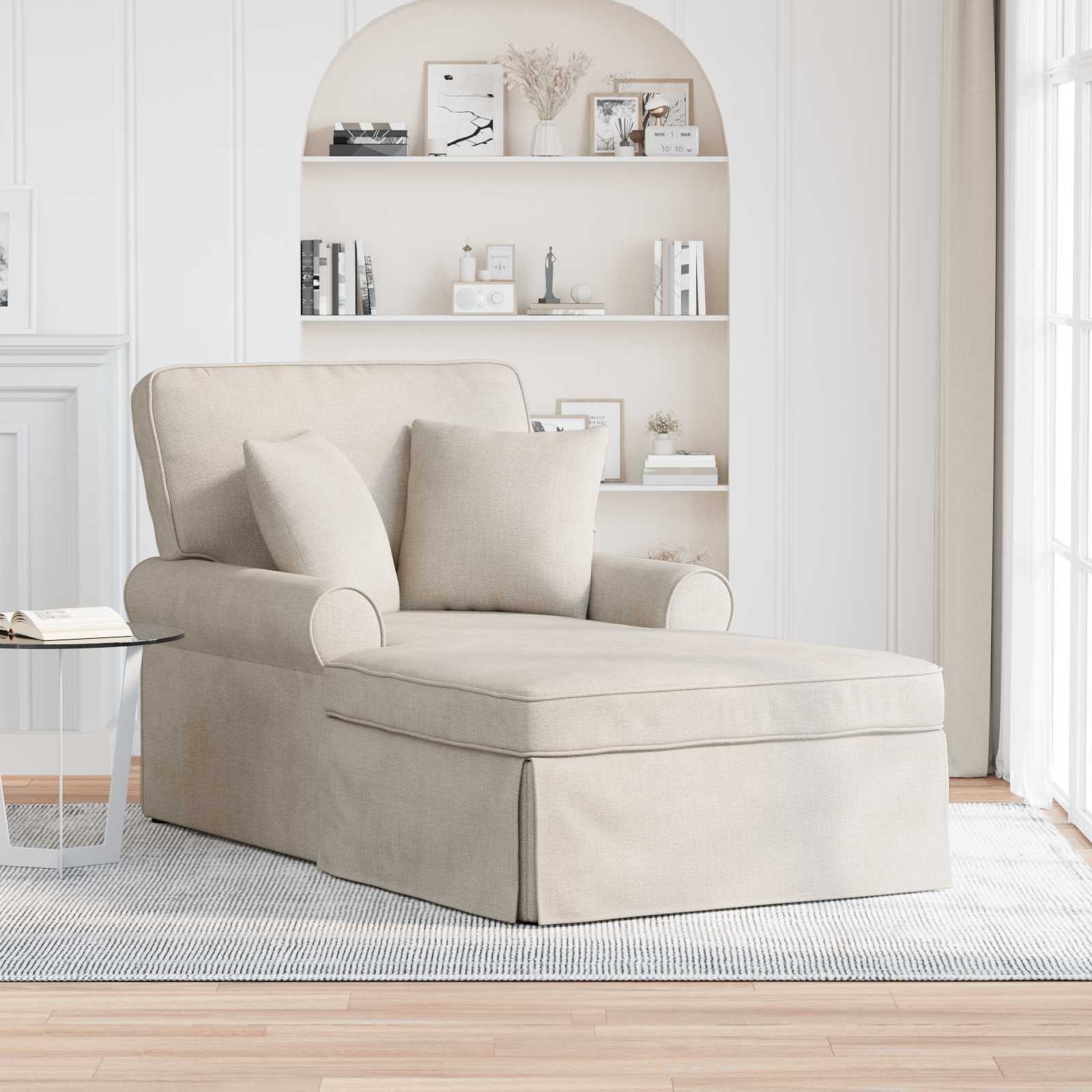 vidaXL Chaise Lounge met Rok Crèmekleurig 157 x 91 x 91 cm ARES