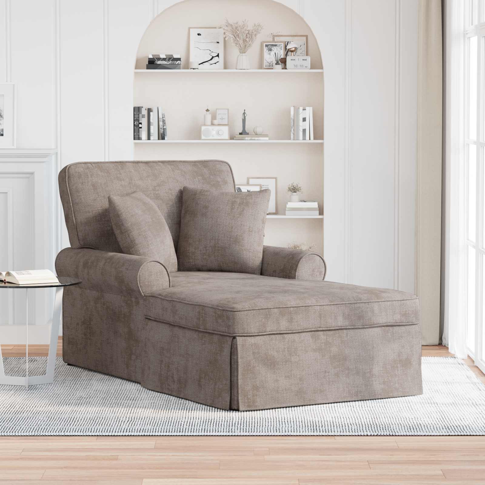 vidaXL Chaise Lounge met Rok Crèmekleurig 157 x 91 x 91 cm ARES