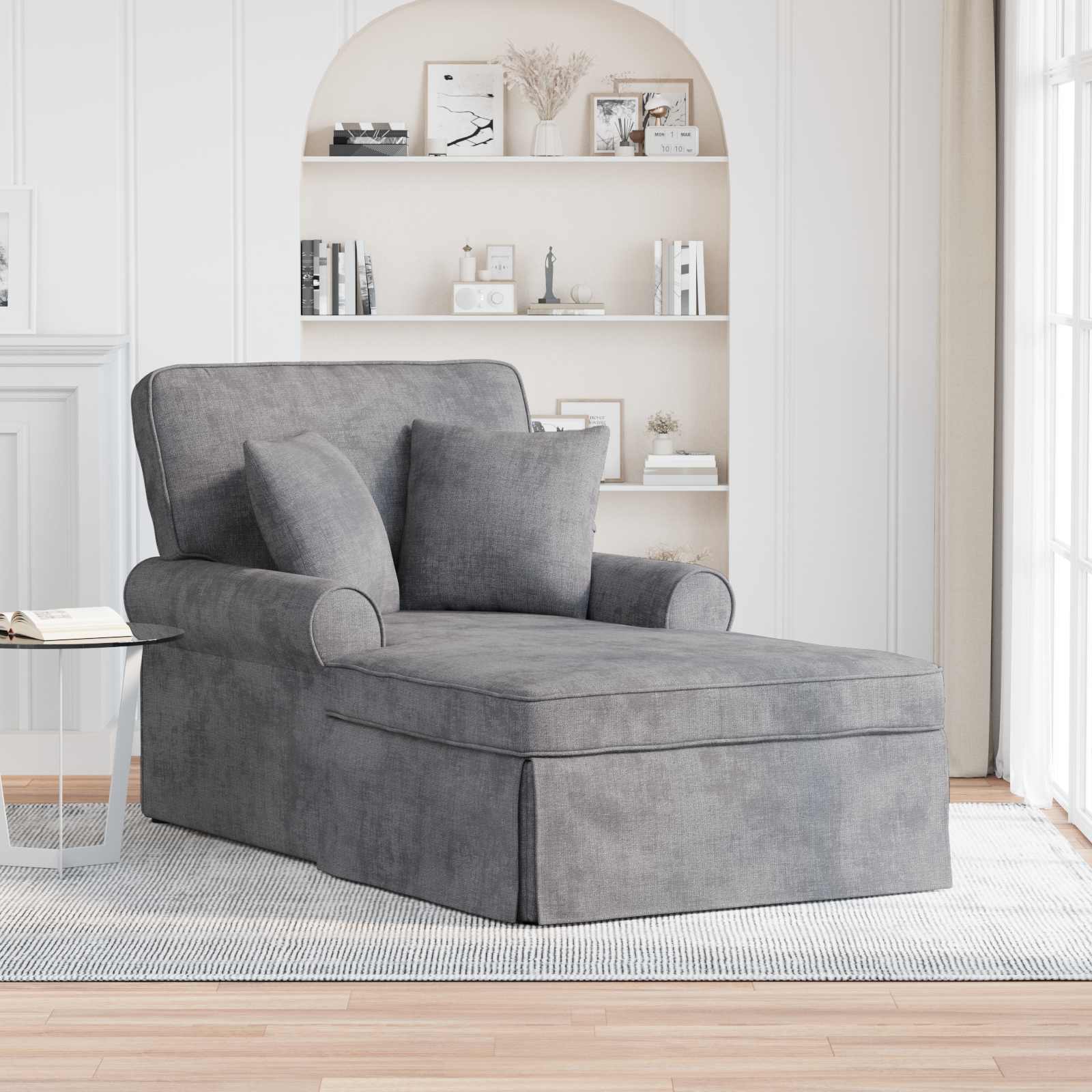 vidaXL Chaise Lounge met Rok Crèmekleurig 157 x 91 x 91 cm ARES