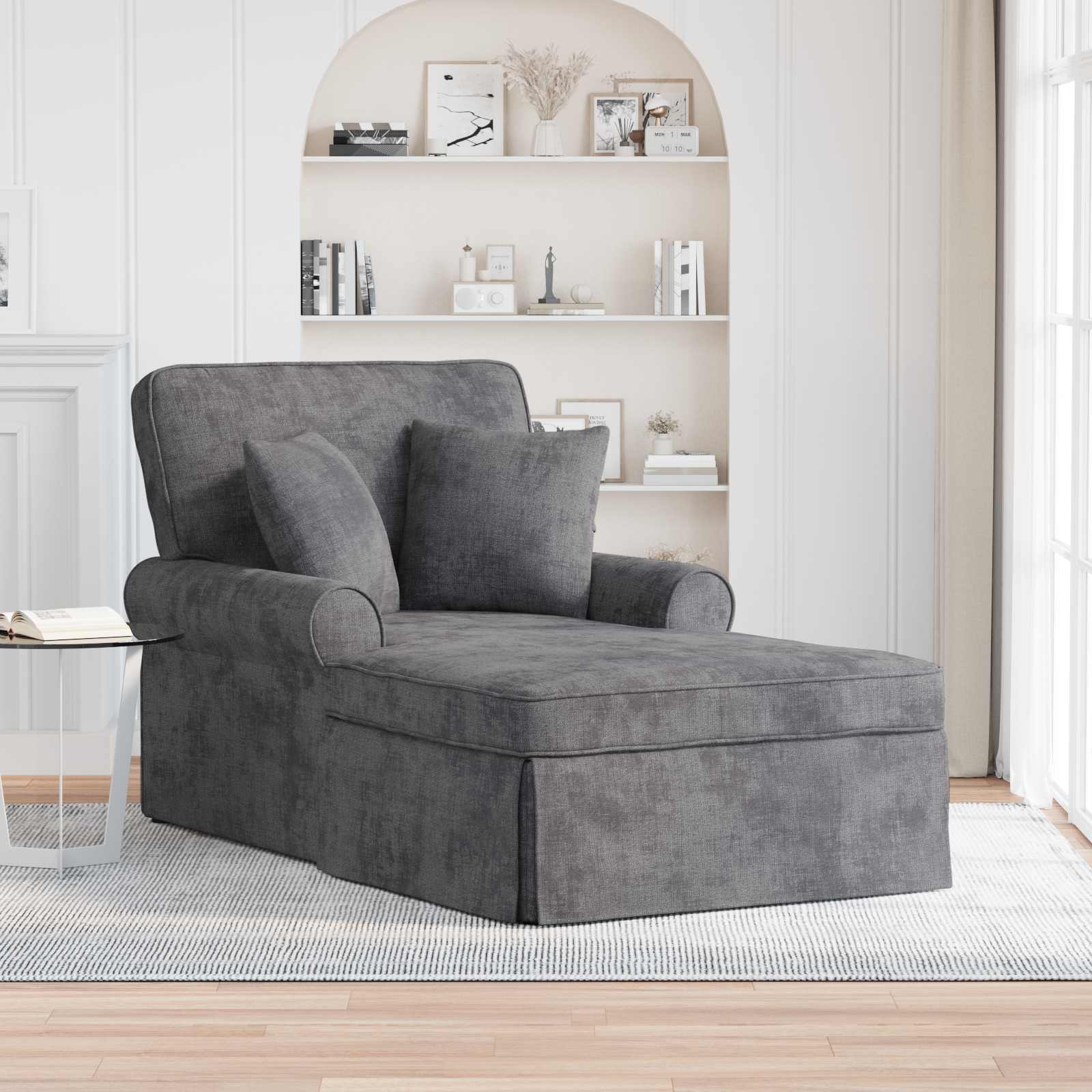 vidaXL Chaise Lounge met Rok Crèmekleurig 157 x 91 x 91 cm ARES