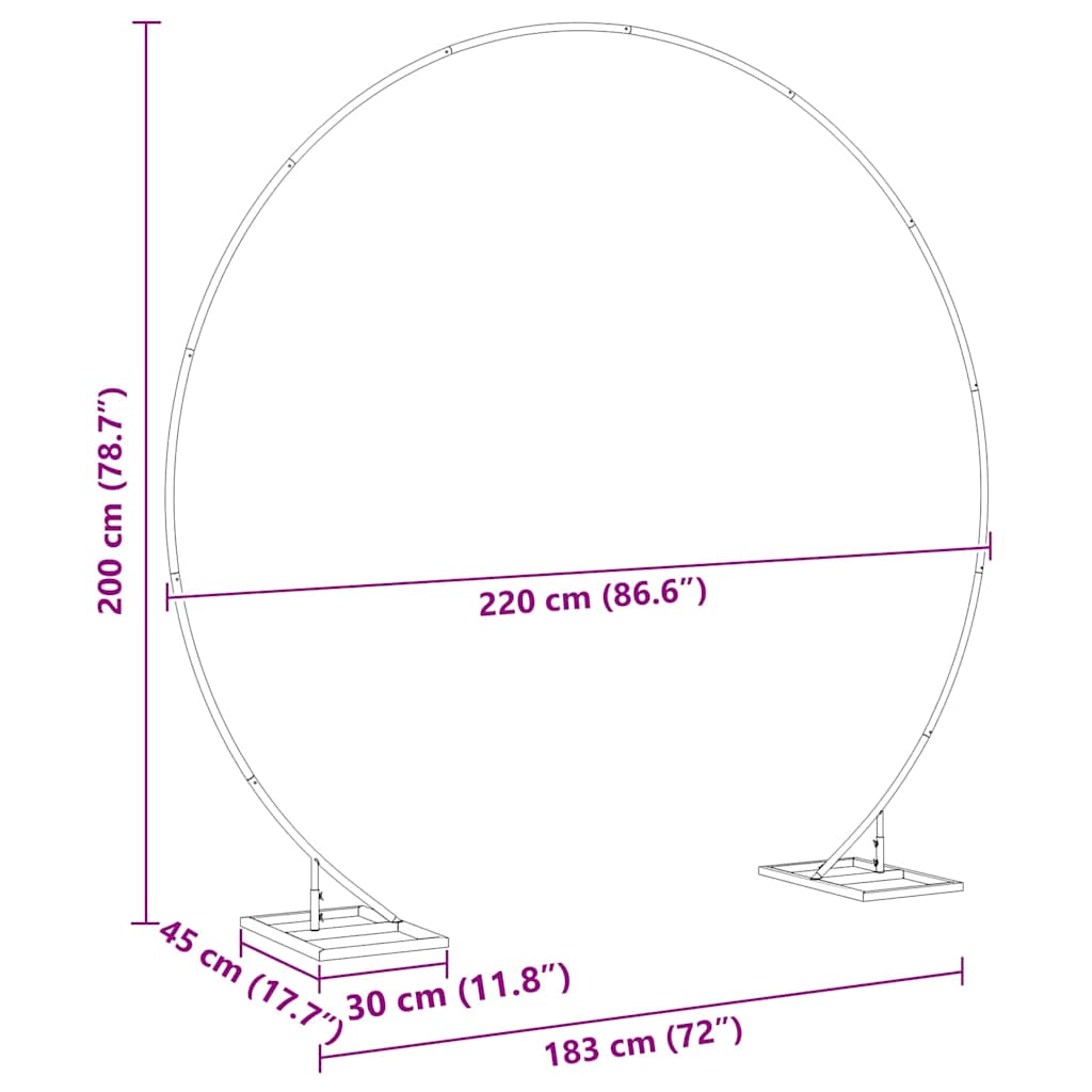 vidaXL Trouwrand Wit 220 x 45 x 200 cm Staal