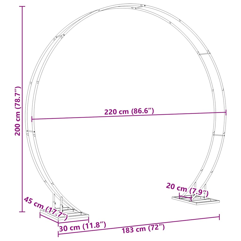 vidaXL Trouwrand Wit 220 x 45 x 200 cm Staal