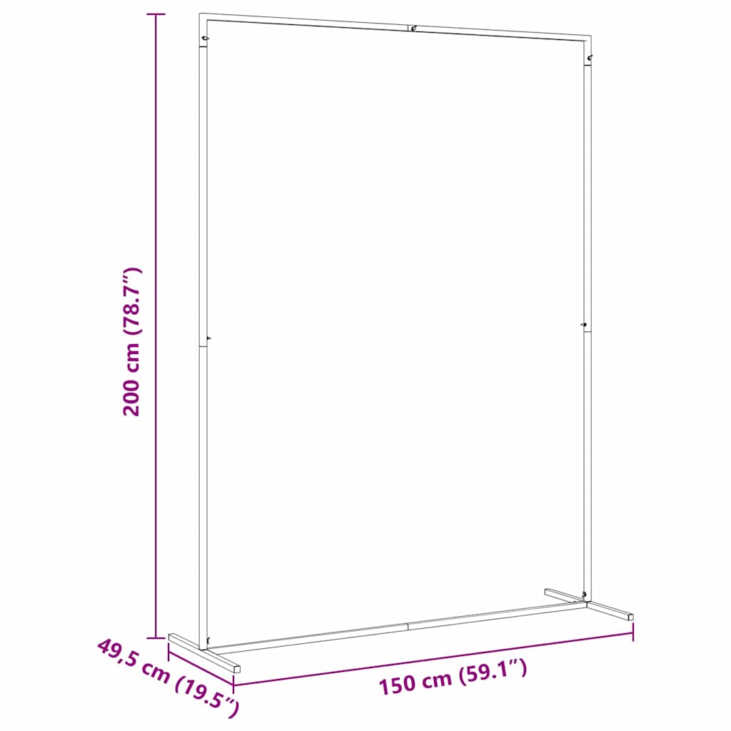 vidaXL Trouwrand Wit 150 x 45.9 x 200 cm Staal
