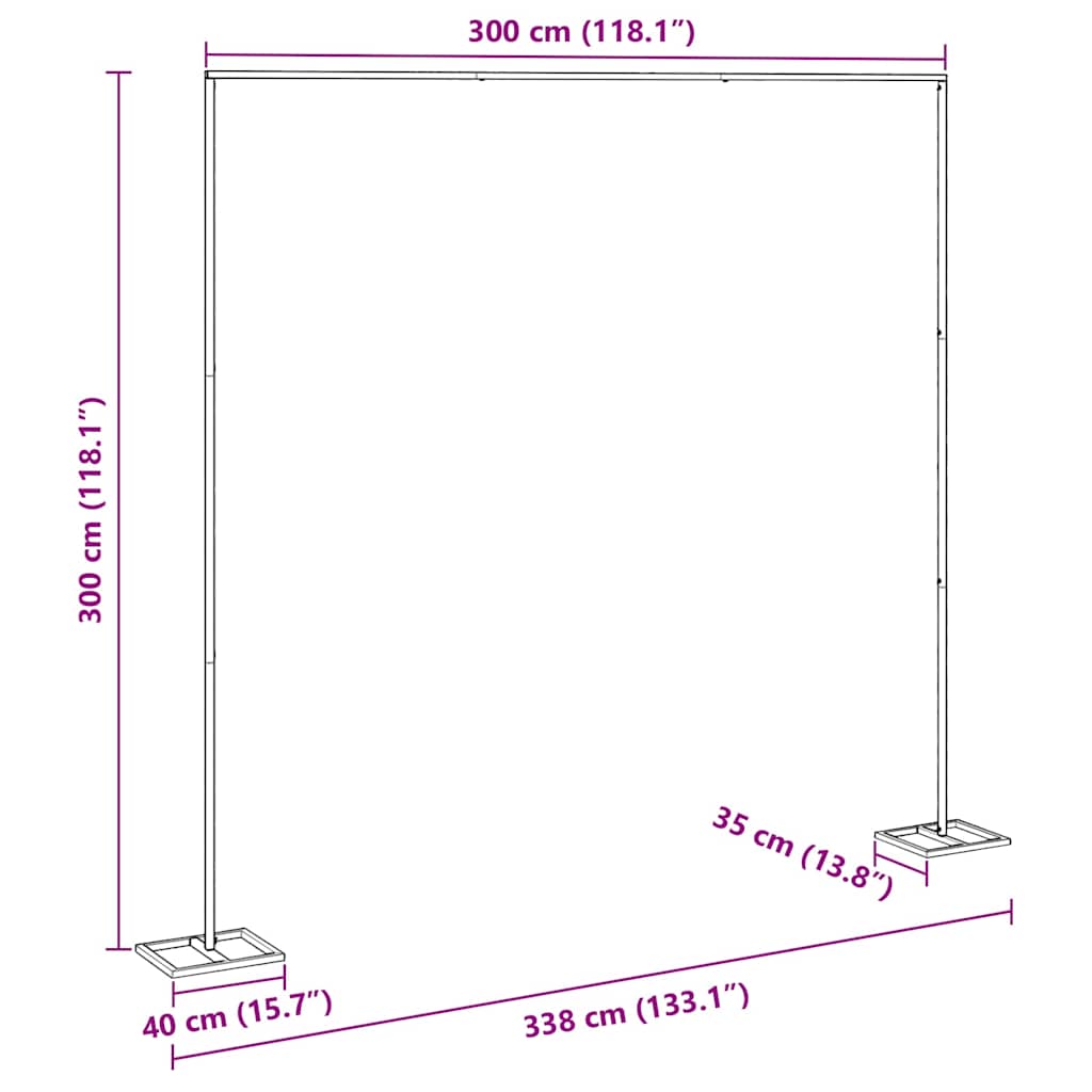 vidaXL Trouwrand 338 x 35 x 300 cm Staal