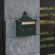 vidaXL Wandgemonteerde brievenbus met opslag Groen 40.5 x 15.5 x 44 cm