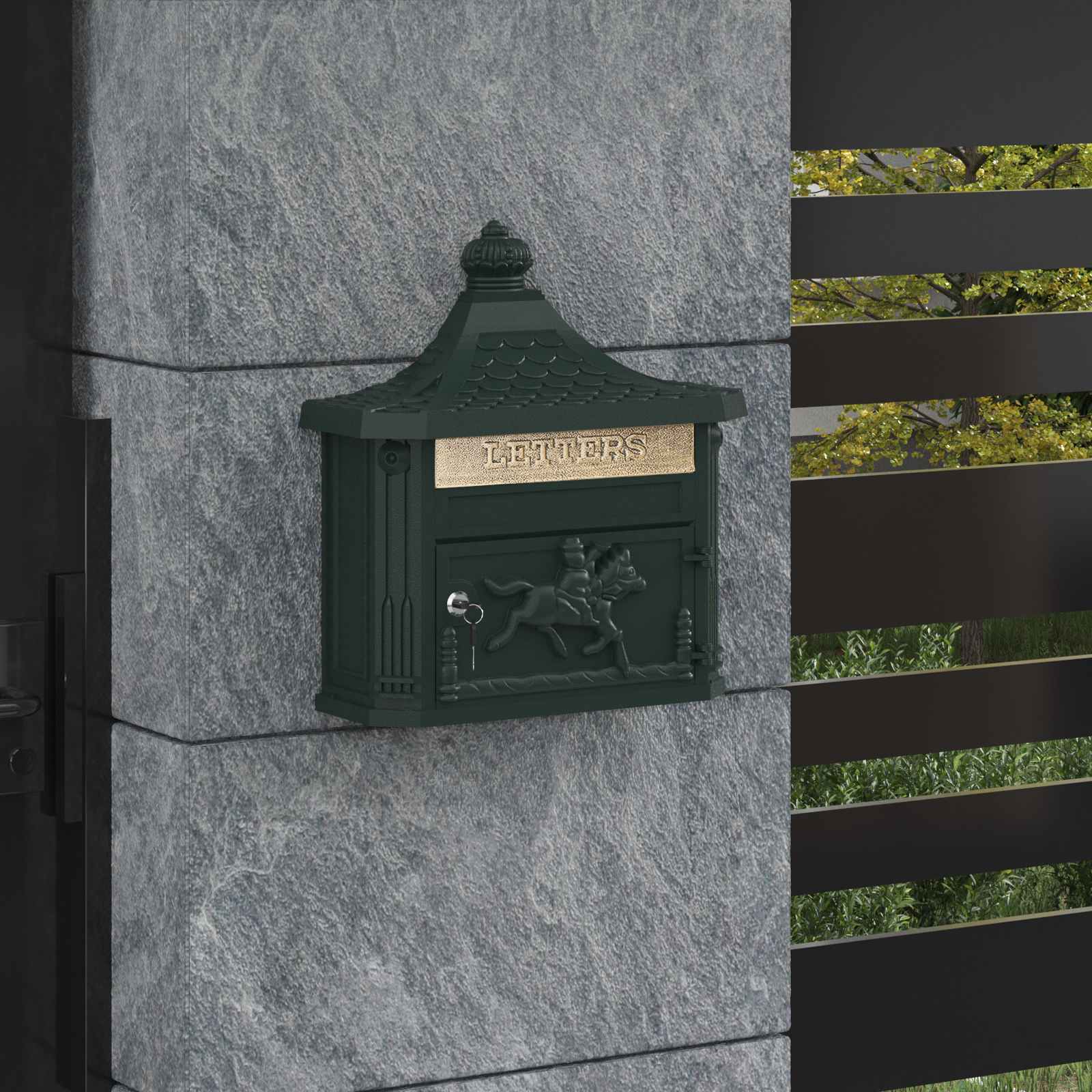 vidaXL Wandgemonteerde brievenbus met opslag Groen 40.5 x 15.5 x 44 cm
