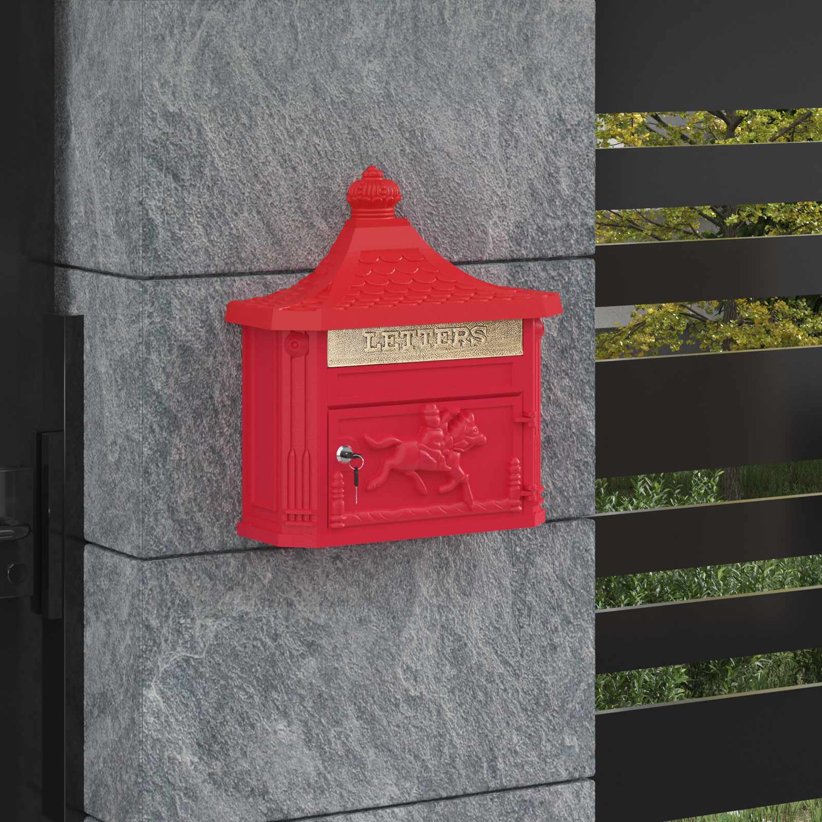 vidaXL Wandgemonteerde brievenbus met opslag Groen 40.5 x 15.5 x 44 cm
