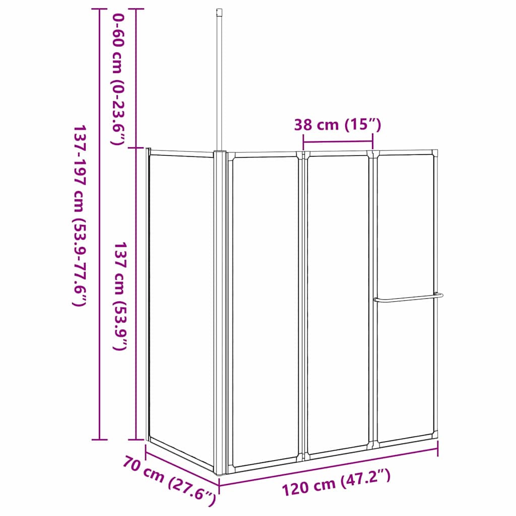 vidaXL Bad Scheidingswand Mat 120 x 70 x 137 cm Aluminium