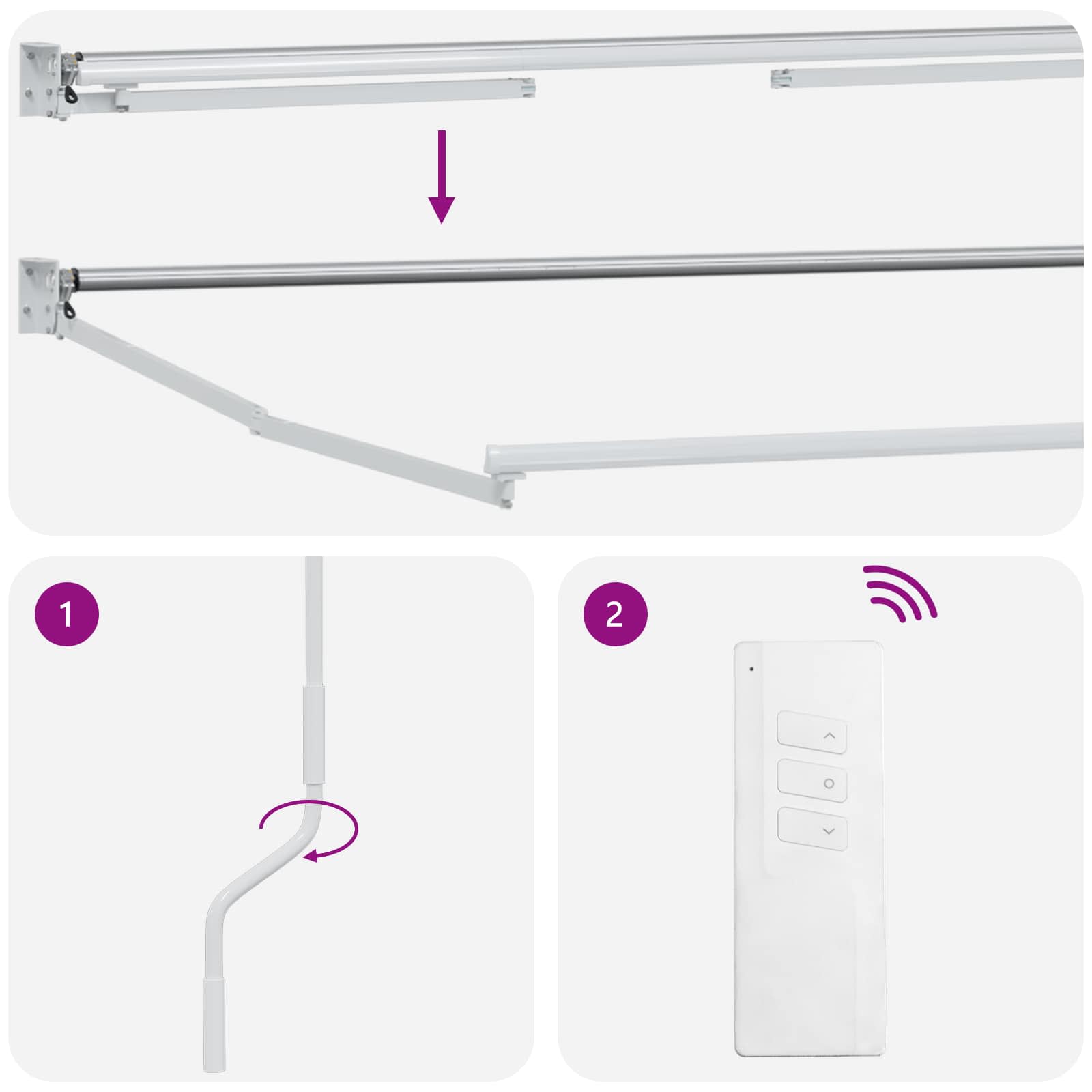 vidaXL Elektrisch uitschuifbaar zonnescherm frame Wit 2,5 x 2 m Staal