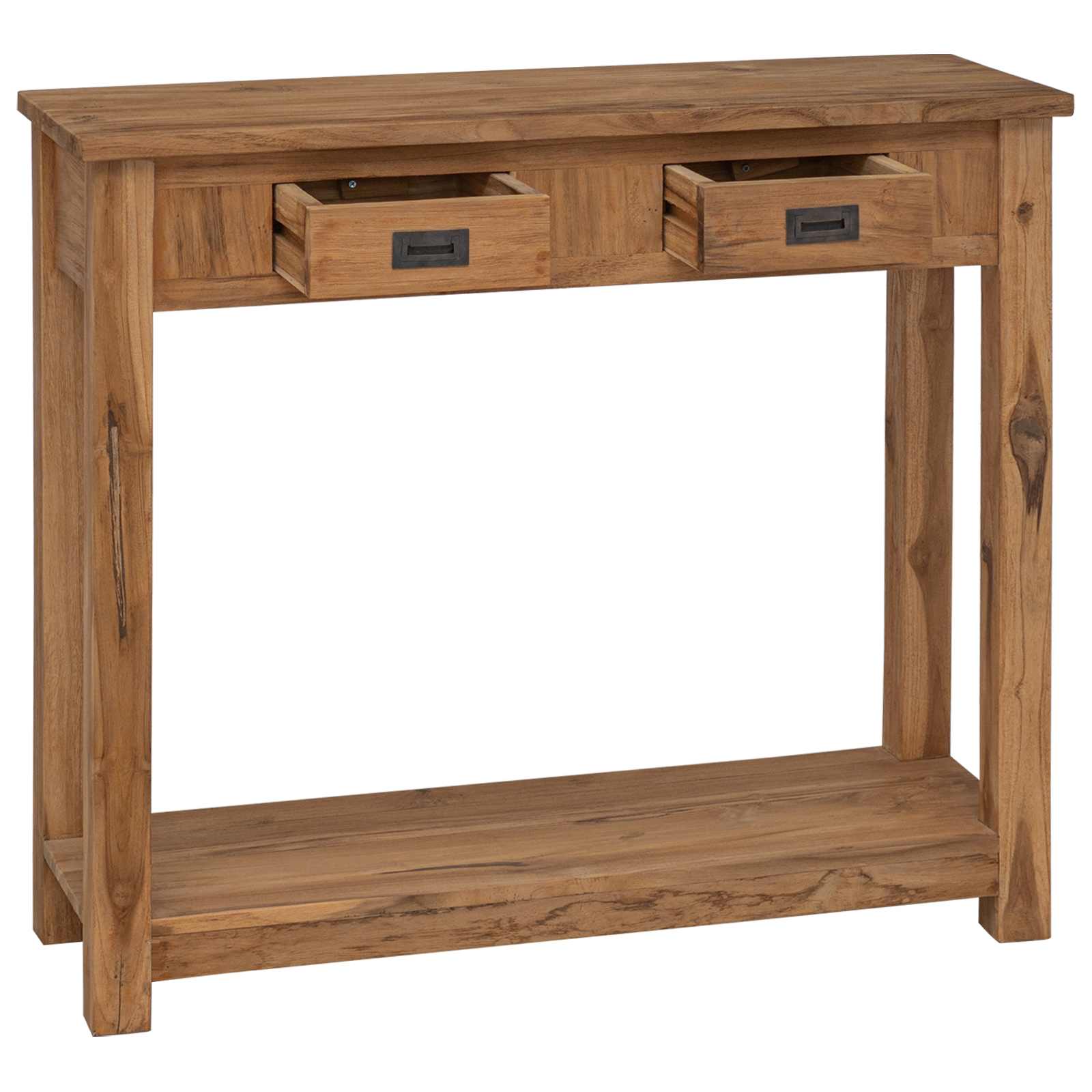 vidaXL Wandtafel Naturel 90 x 30 x 80 cm Massief Teakhout