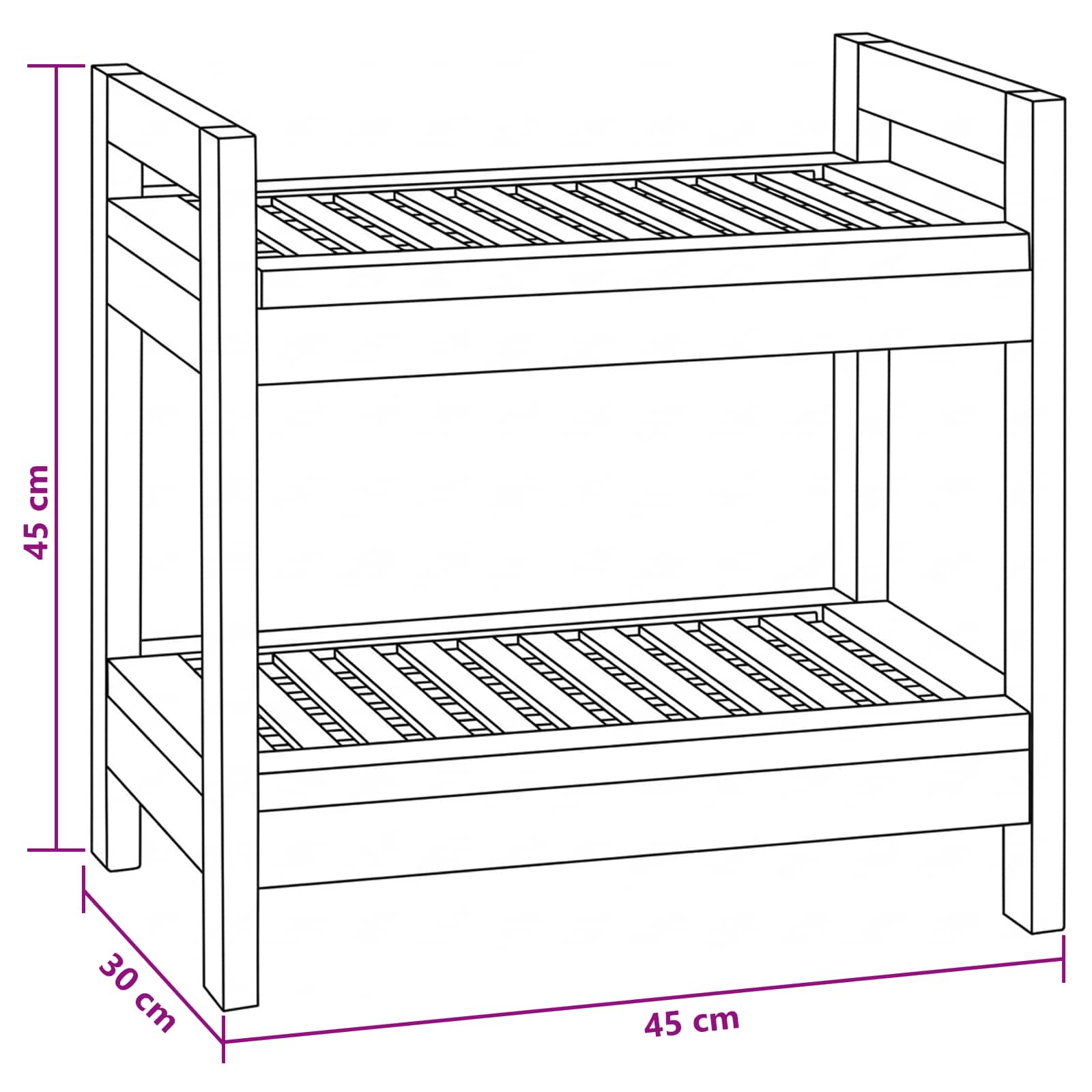 vidaXL Badkamerplank Naturel 45 x 30 x 45 cm Massief Teakhout