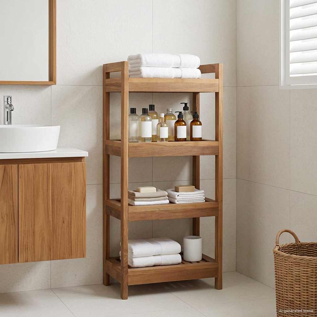 vidaXL Badkamerplank Naturel 45 x 30 x 45 cm Massief Teakhout