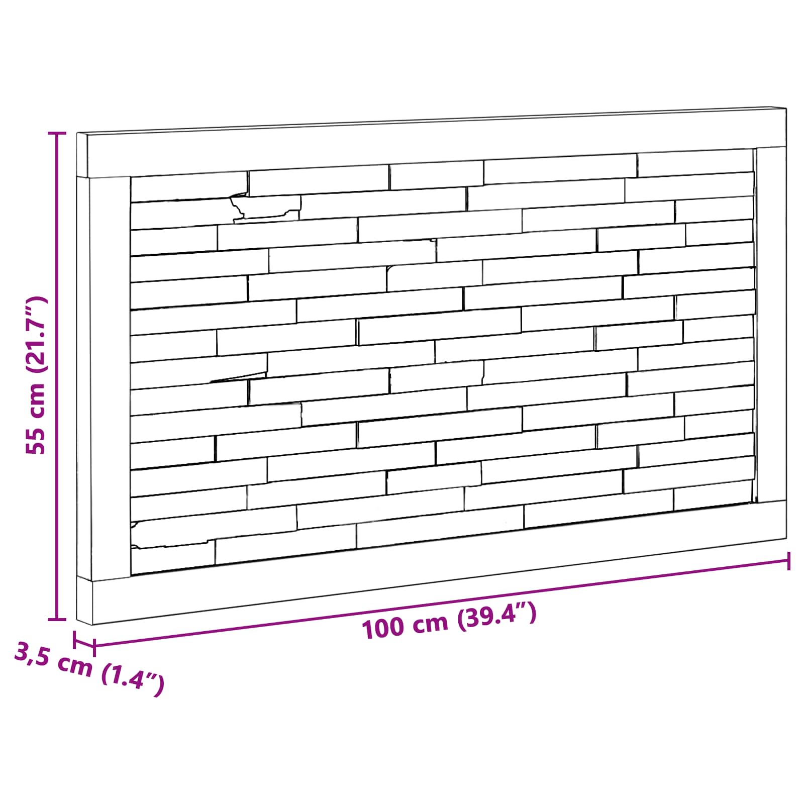 vidaXL Hoofdbord Wandgemonteerd Naturel 100 cm Massief Teakhout