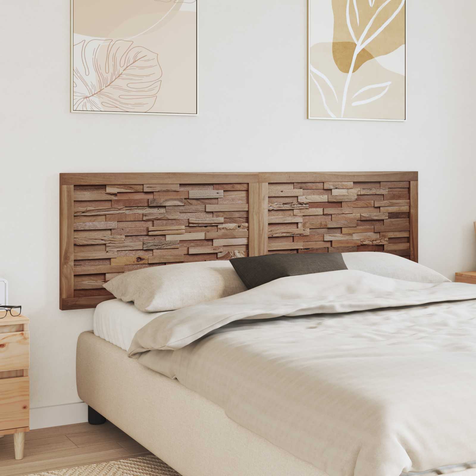 vidaXL Hoofdbord Wandgemonteerd Naturel 100 cm Massief Teakhout