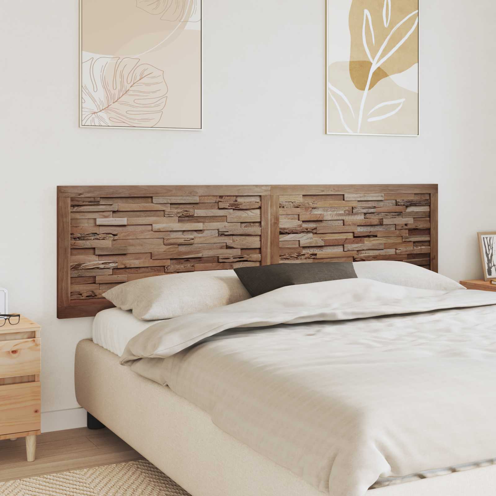 vidaXL Hoofdbord Wandgemonteerd Naturel 100 cm Massief Teakhout