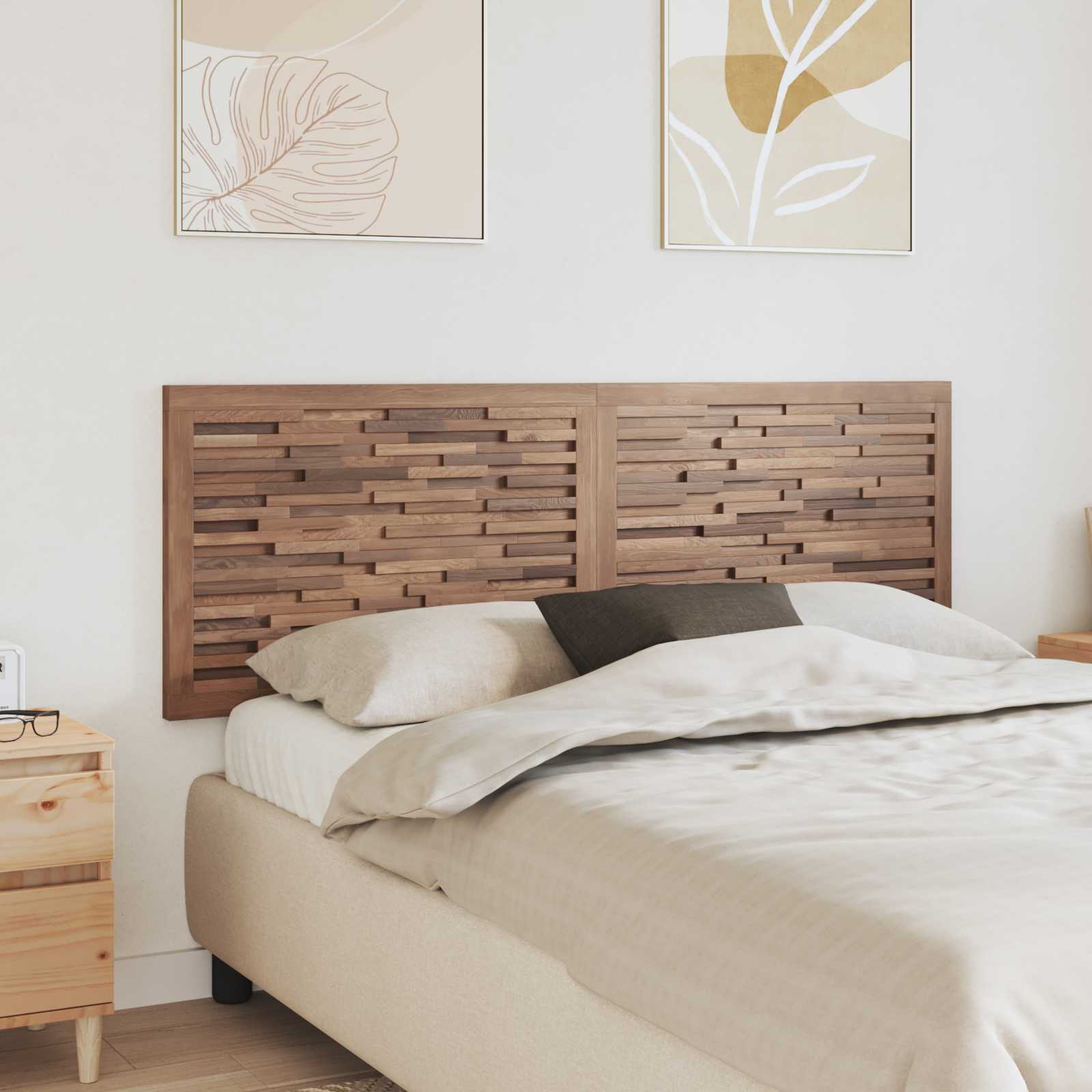 vidaXL Hoofdbord Wandgemonteerd Naturel 100 cm Massief Teakhout