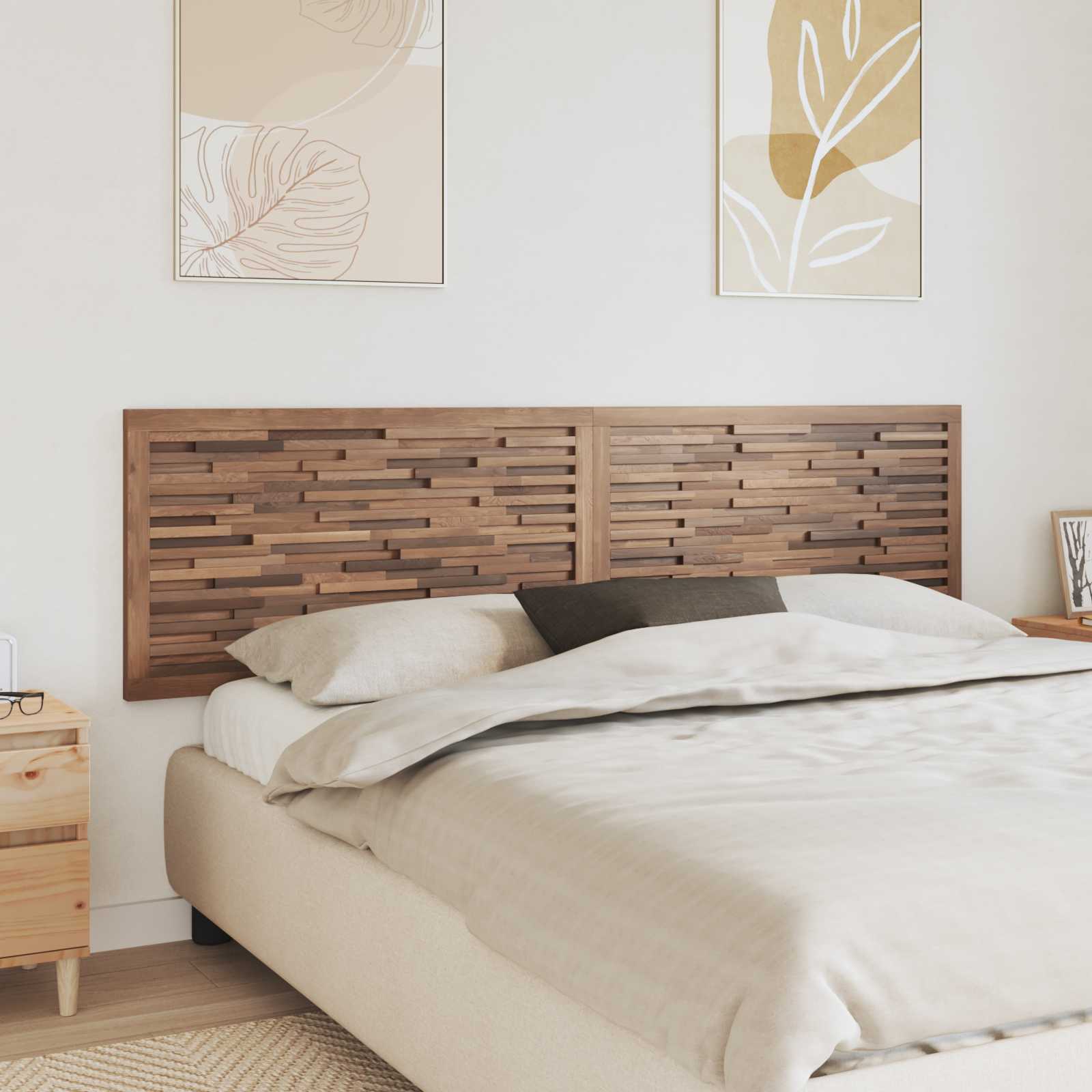 vidaXL Hoofdbord Wandgemonteerd Naturel 100 cm Massief Teakhout