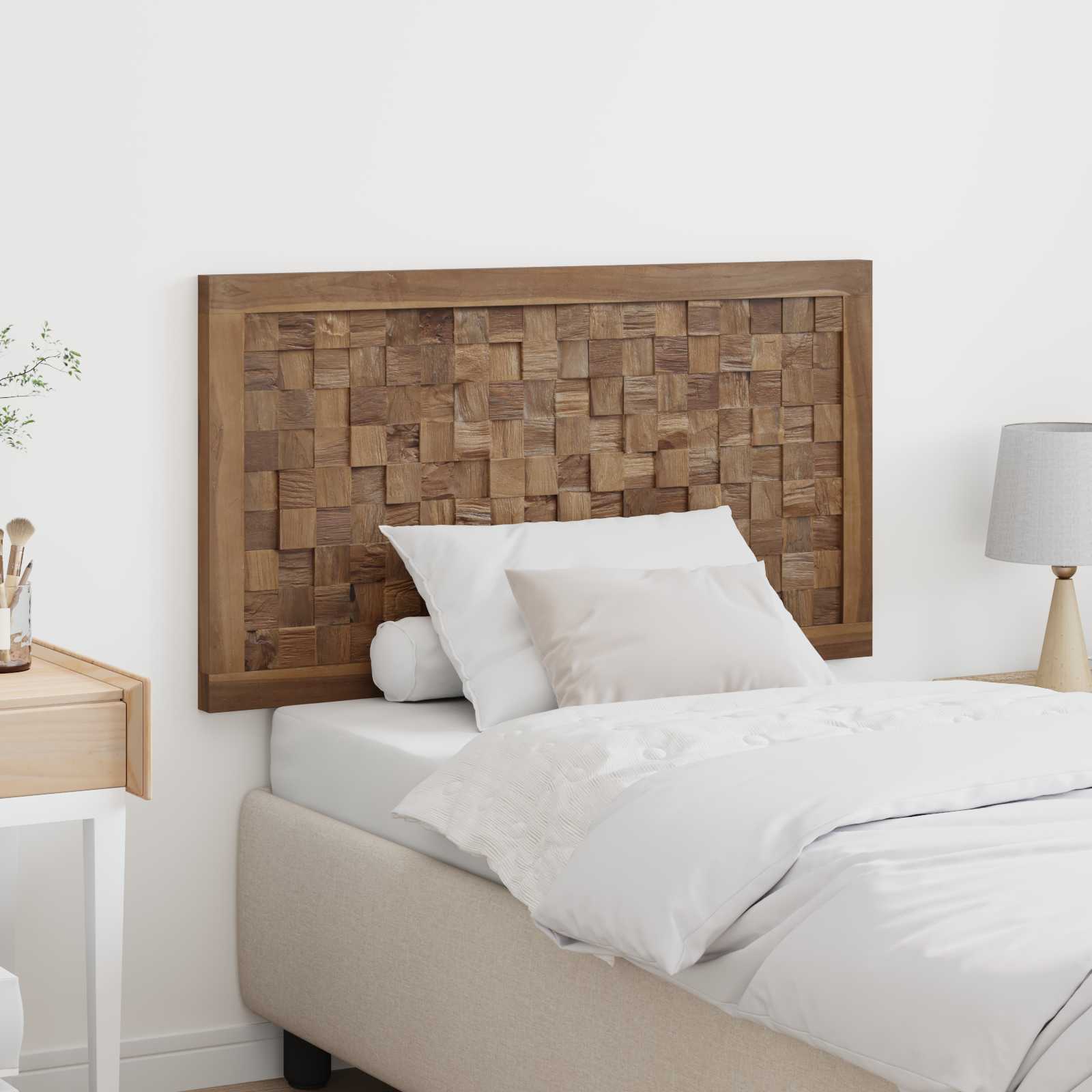 vidaXL Hoofdbord Wandgemonteerd Naturel 100 cm Massief Teakhout
