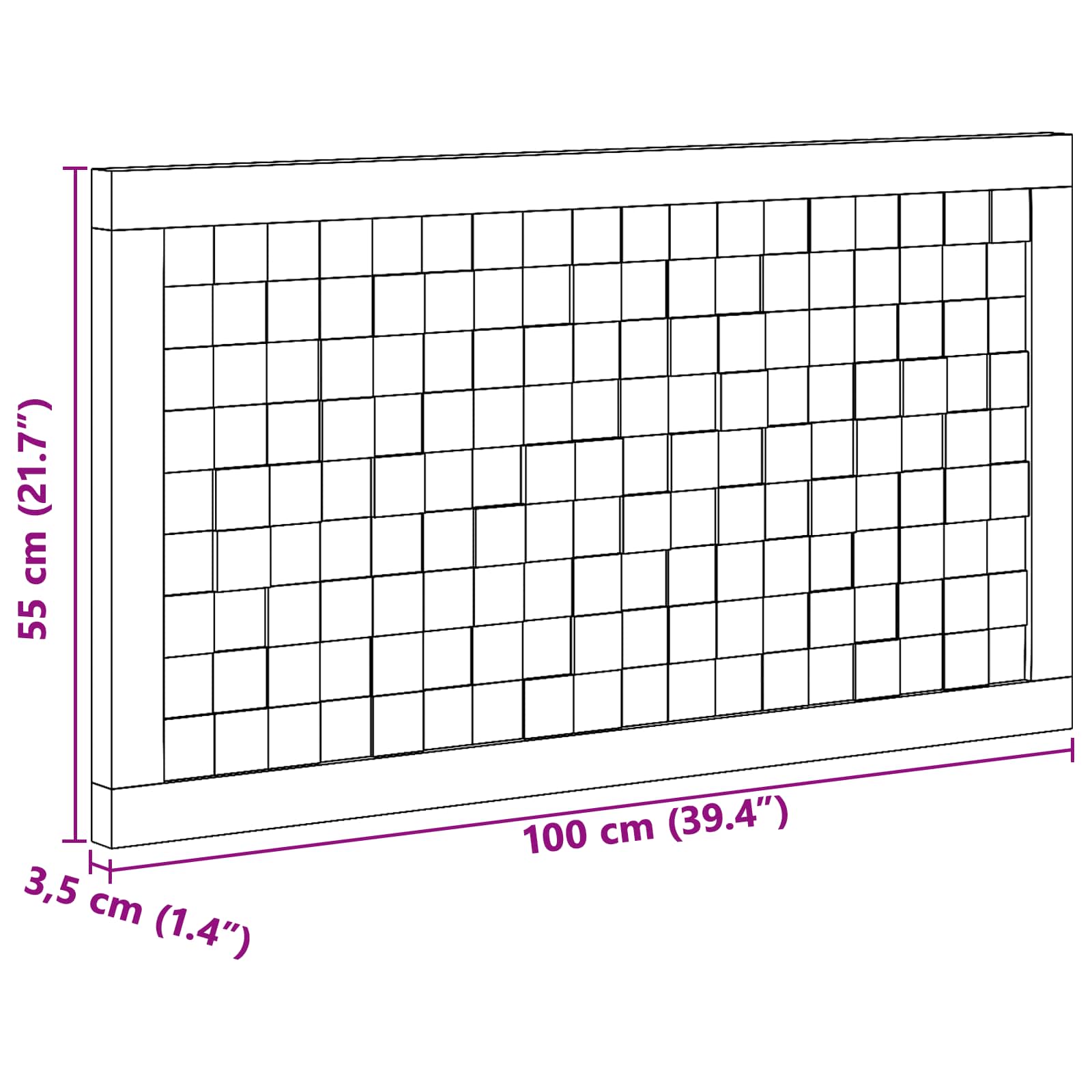 vidaXL Hoofdbord Wandgemonteerd Naturel 100 cm Massief Teakhout