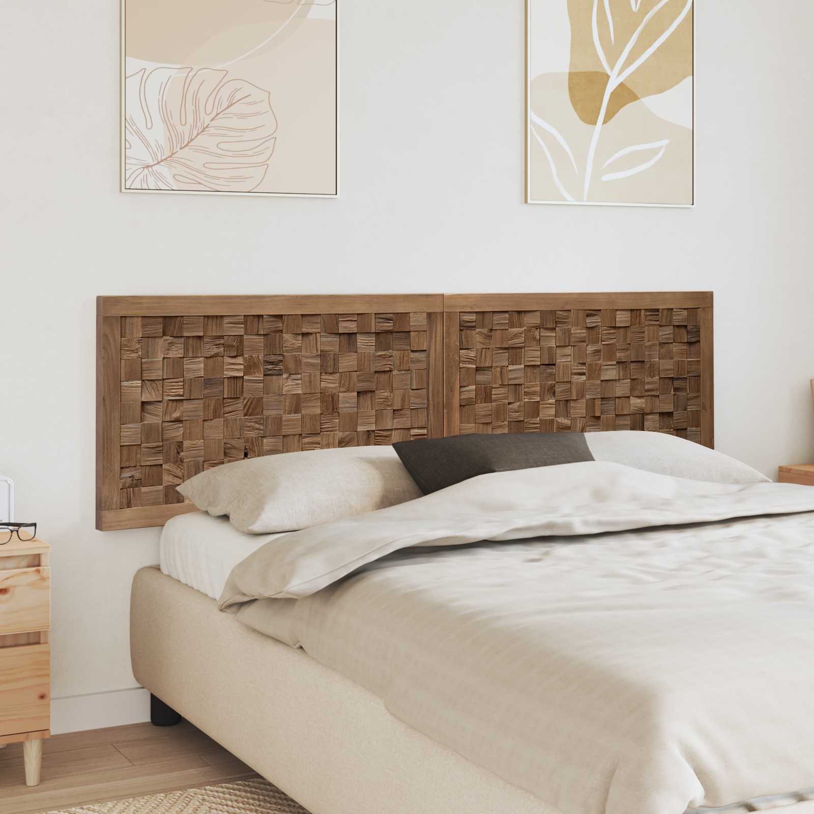 vidaXL Hoofdbord Wandgemonteerd Naturel 100 cm Massief Teakhout