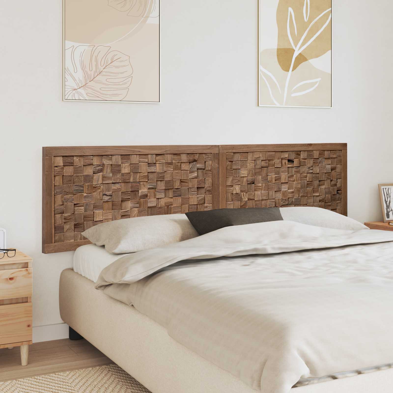 vidaXL Hoofdbord Wandgemonteerd Naturel 100 cm Massief Teakhout