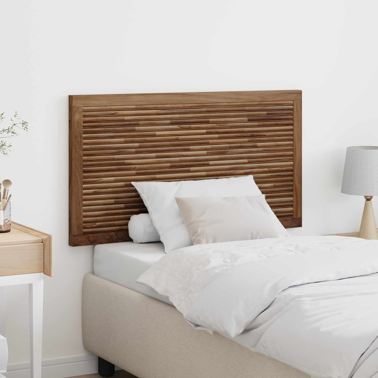 vidaXL Hoofdbord Wandgemonteerd Naturel 100 cm Massief Teakhout