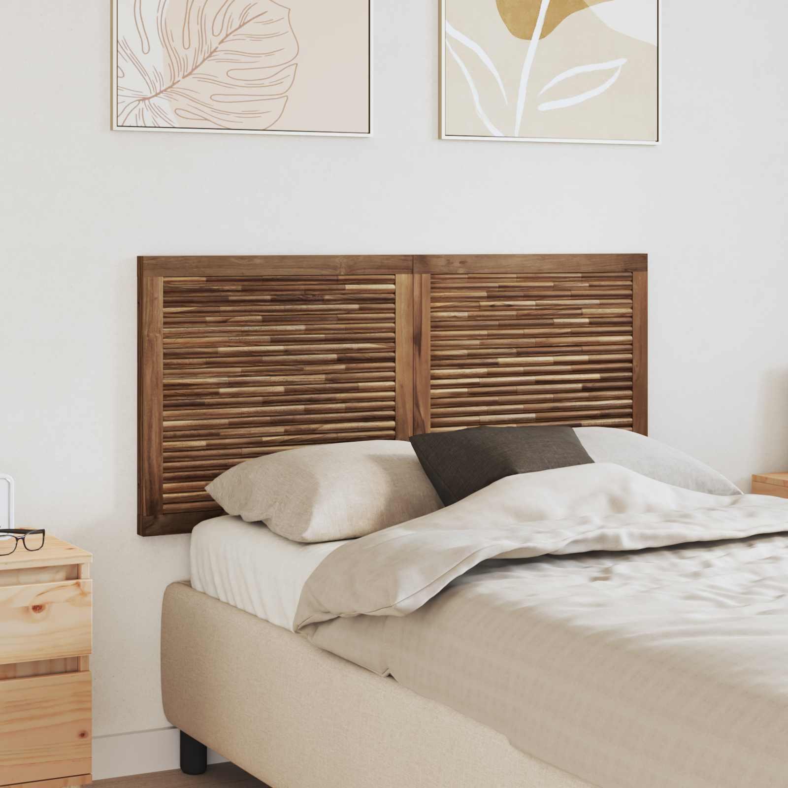 vidaXL Hoofdbord Wandgemonteerd Naturel 100 cm Massief Teakhout