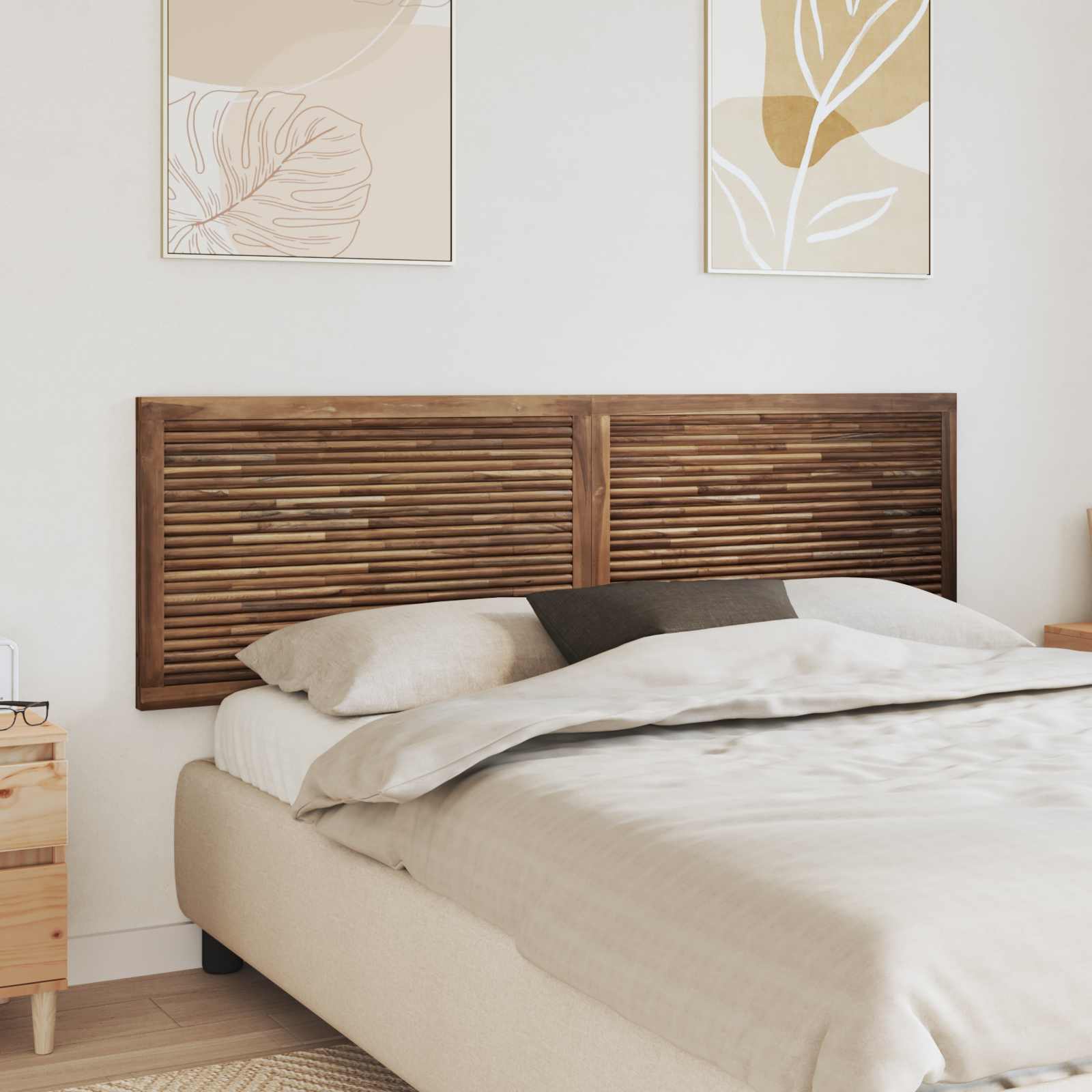 vidaXL Hoofdbord Wandgemonteerd Naturel 100 cm Massief Teakhout