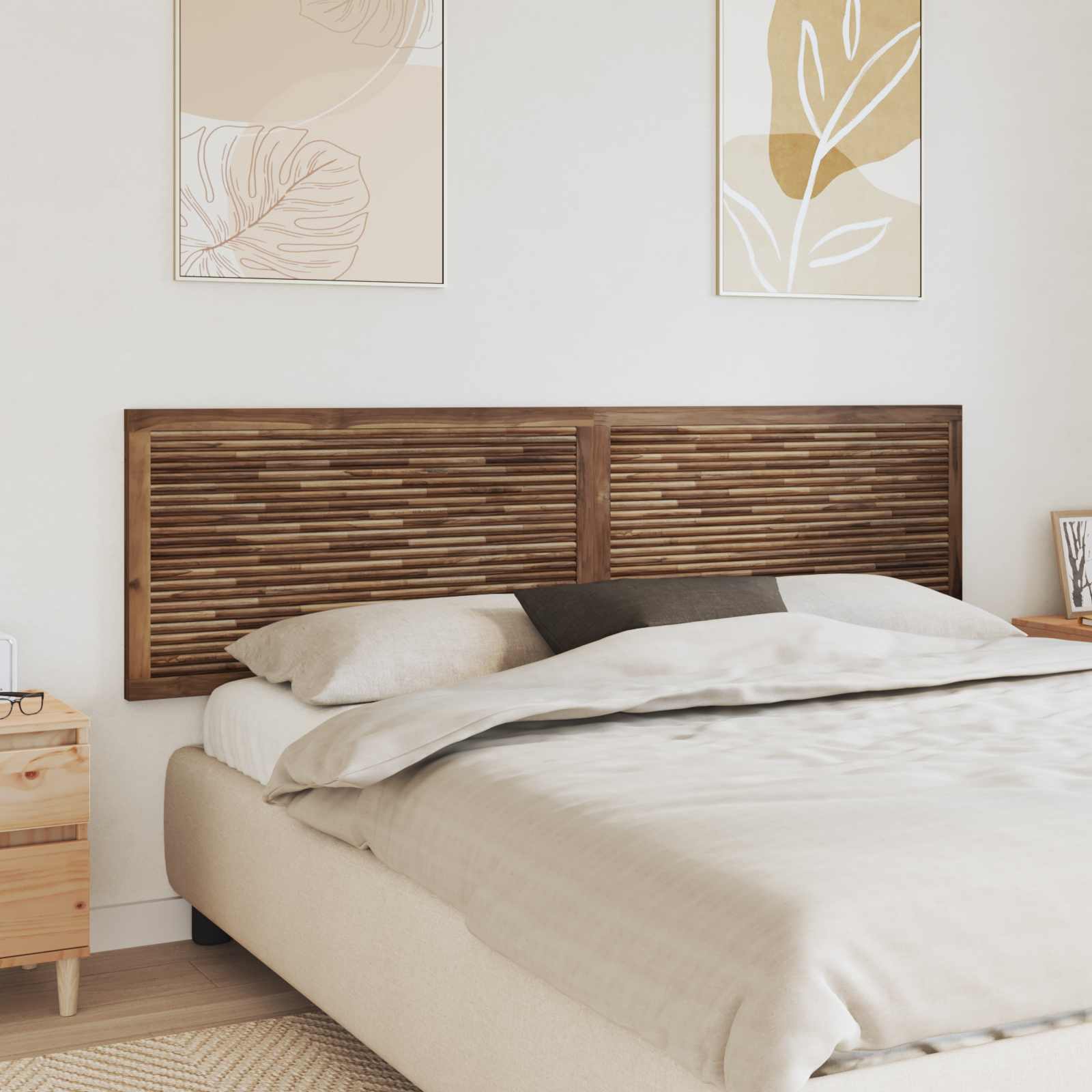 vidaXL Hoofdbord Wandgemonteerd Naturel 100 cm Massief Teakhout