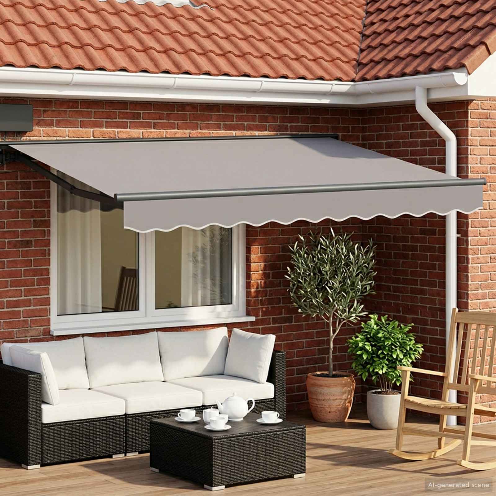 vidaXL Handmatige Luifelhouder met LED's Antraciet 3 x 2,5 m Aluminium