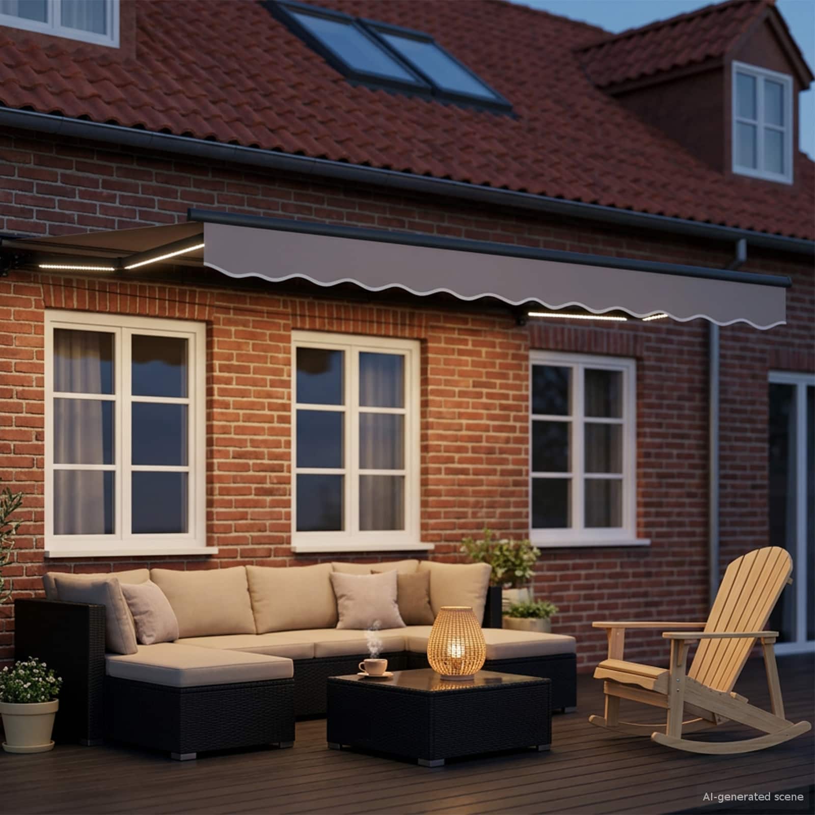 vidaXL Handmatige Luifelhouder met LED's Antraciet 3 x 2,5 m Aluminium
