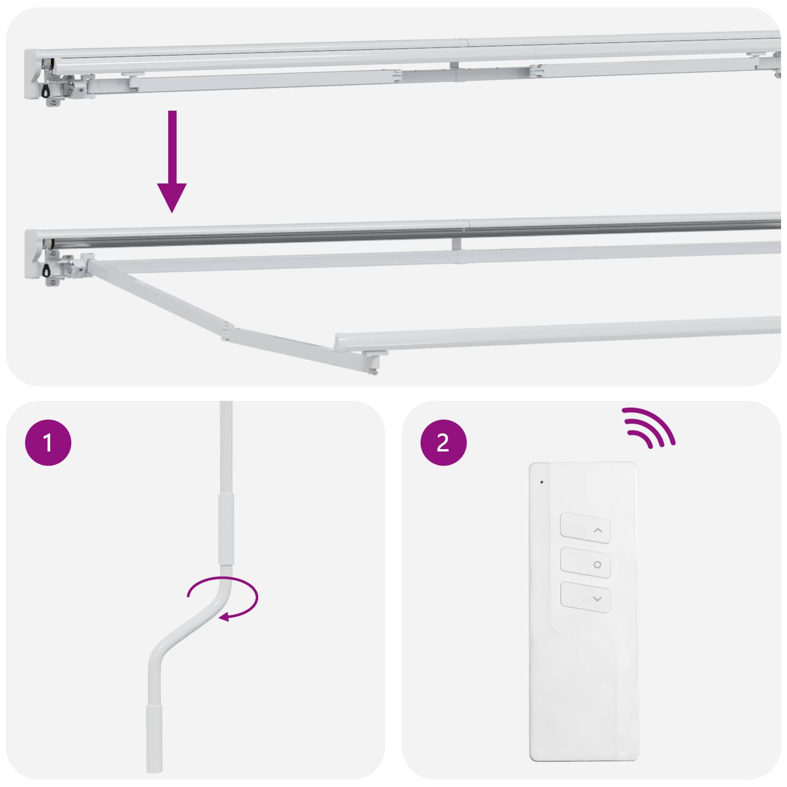 vidaXL Elektrisch uitschuifbaar zonnescherm frame Wit 2,5 x 2 m Staal
