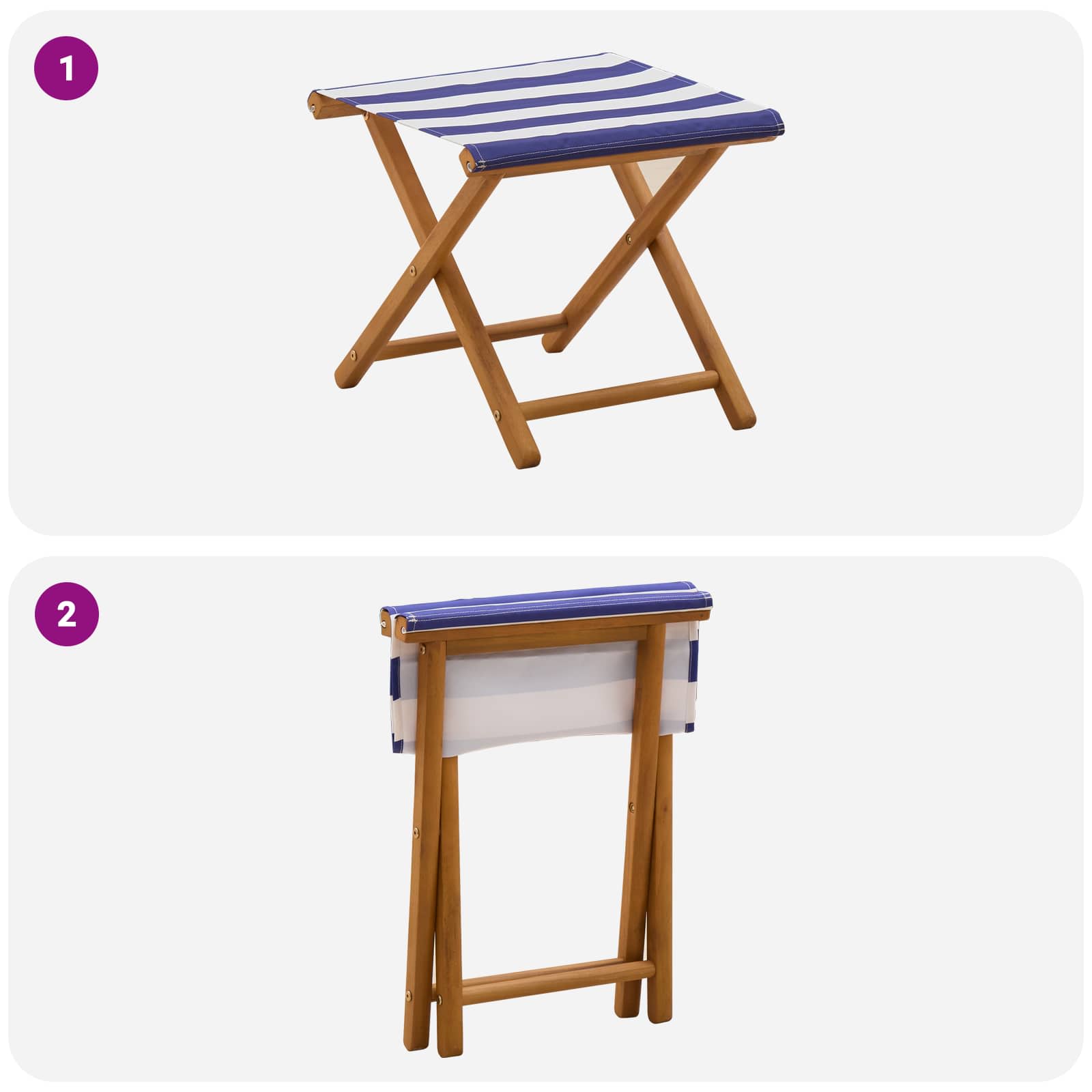 vidaXL Ligstoel 2 pcs massief eucalyptushout Blauw en Wit