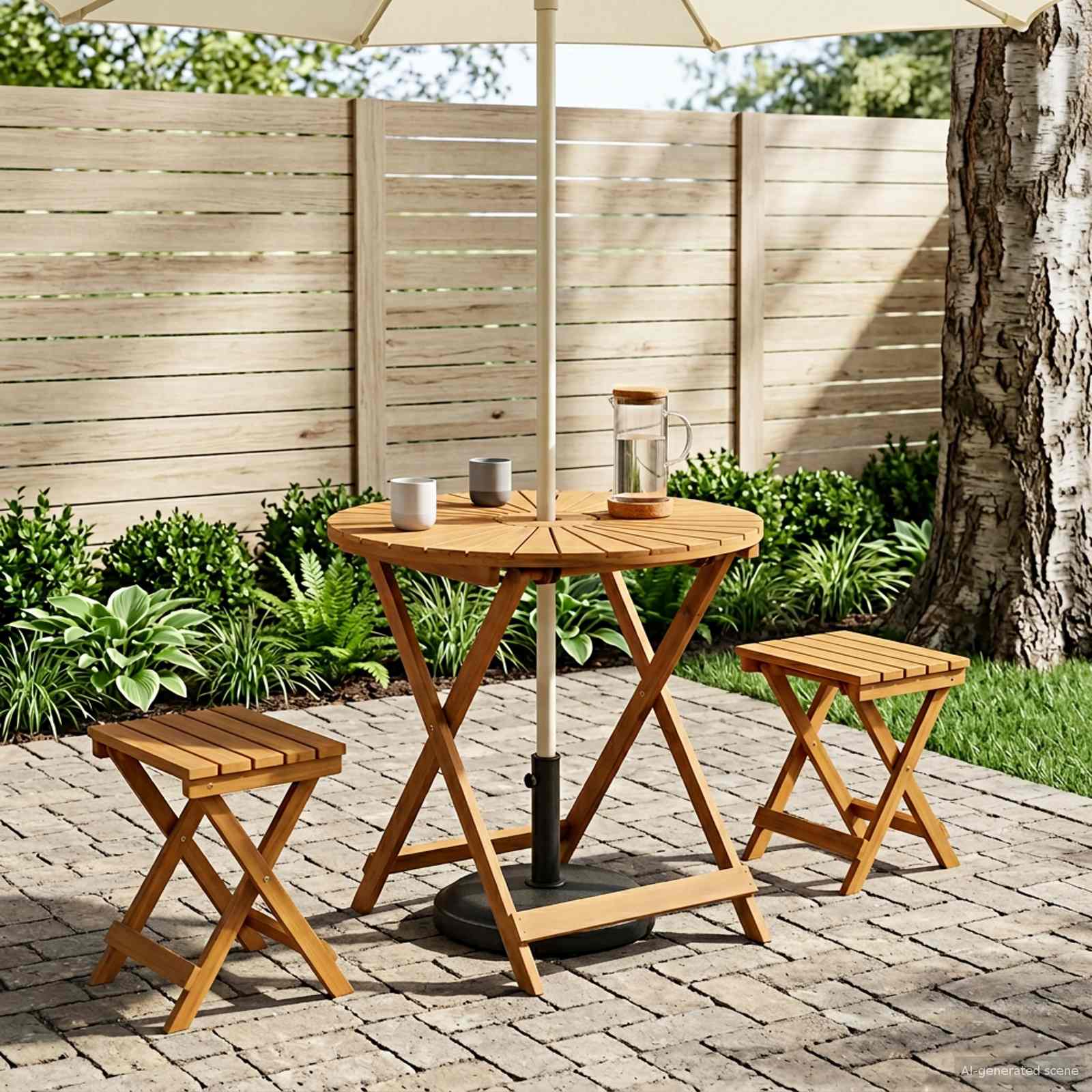 vidaXL Vouw Tuin Tafel Naturel Ø60 x 75 cm Massief Acaciahout