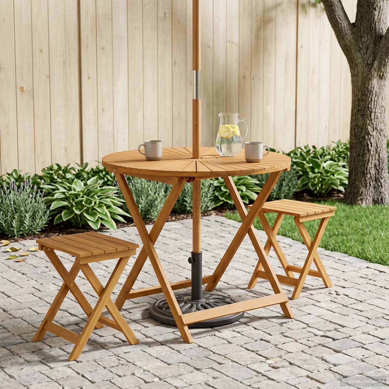 vidaXL Vouw Tuin Tafel Naturel Ø60 x 75 cm Massief Acaciahout