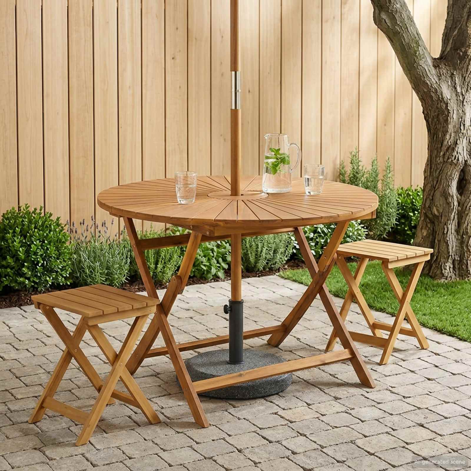 vidaXL Vouw Tuin Tafel Naturel Ø60 x 75 cm Massief Acaciahout