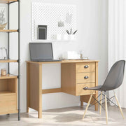 vidaXL Bureau met lades Honingbruin 100 x 45 x 74 cm Massief Vurenhout