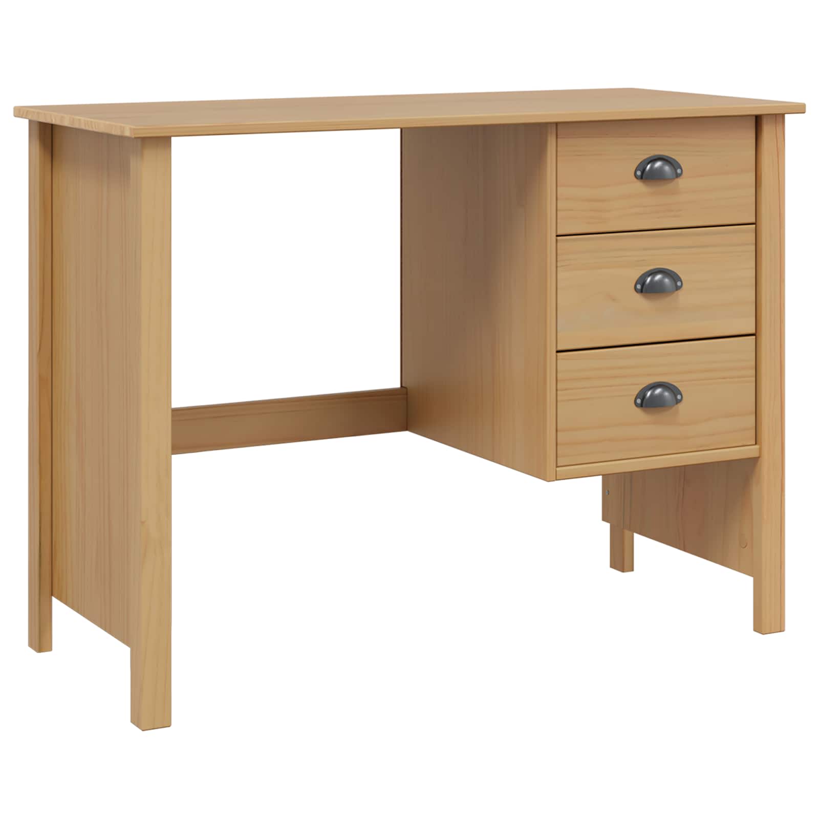 vidaXL Bureau met lades Honingbruin 100 x 45 x 74 cm Massief Vurenhout