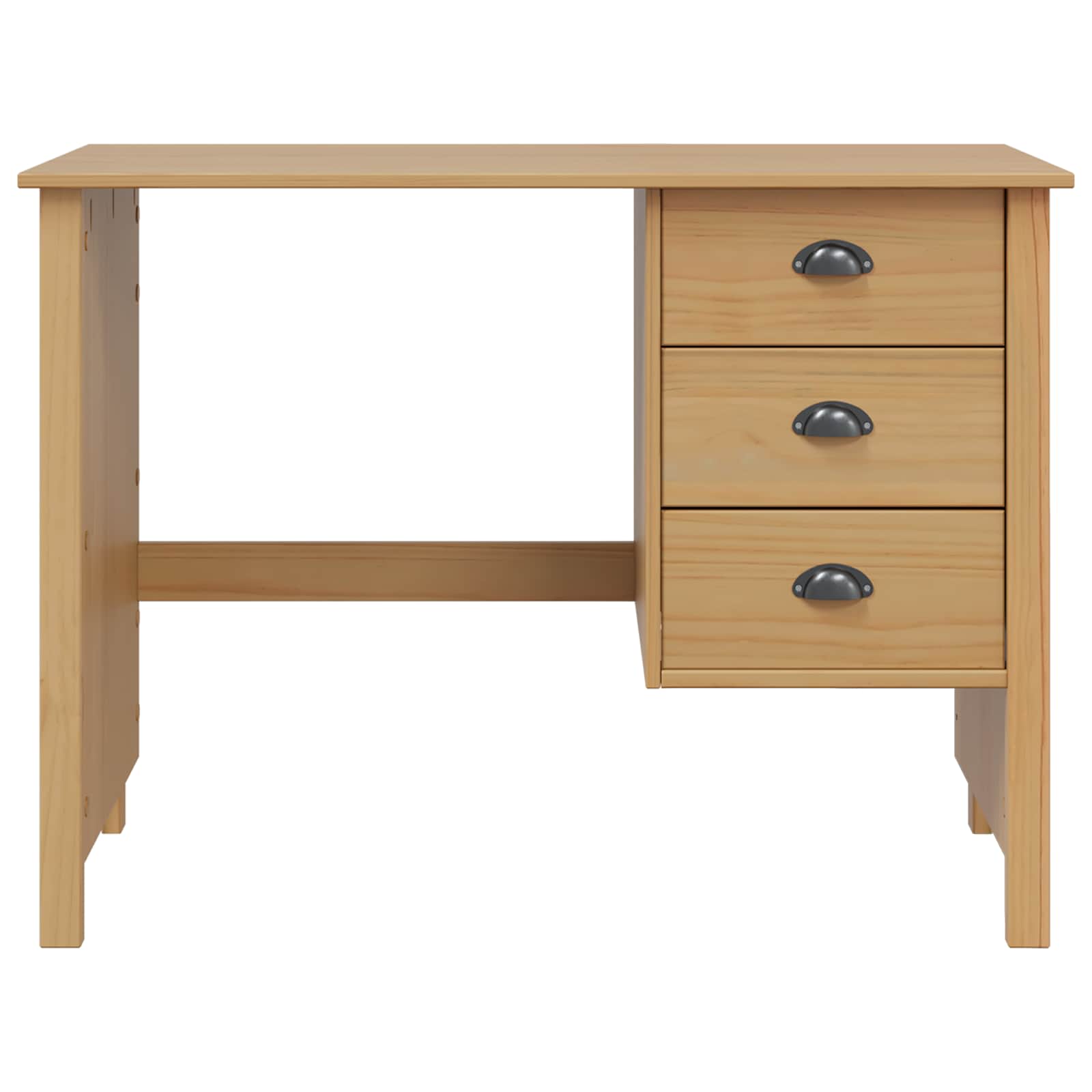 vidaXL Bureau met lades Honingbruin 100 x 45 x 74 cm Massief Vurenhout