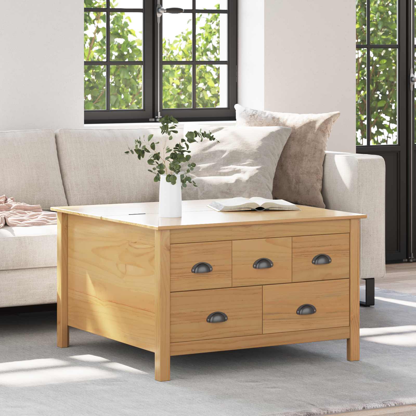 vidaXL Salontafel Honingbruin 79.5 x 79.5 x 49 cm Massief Vurenhout