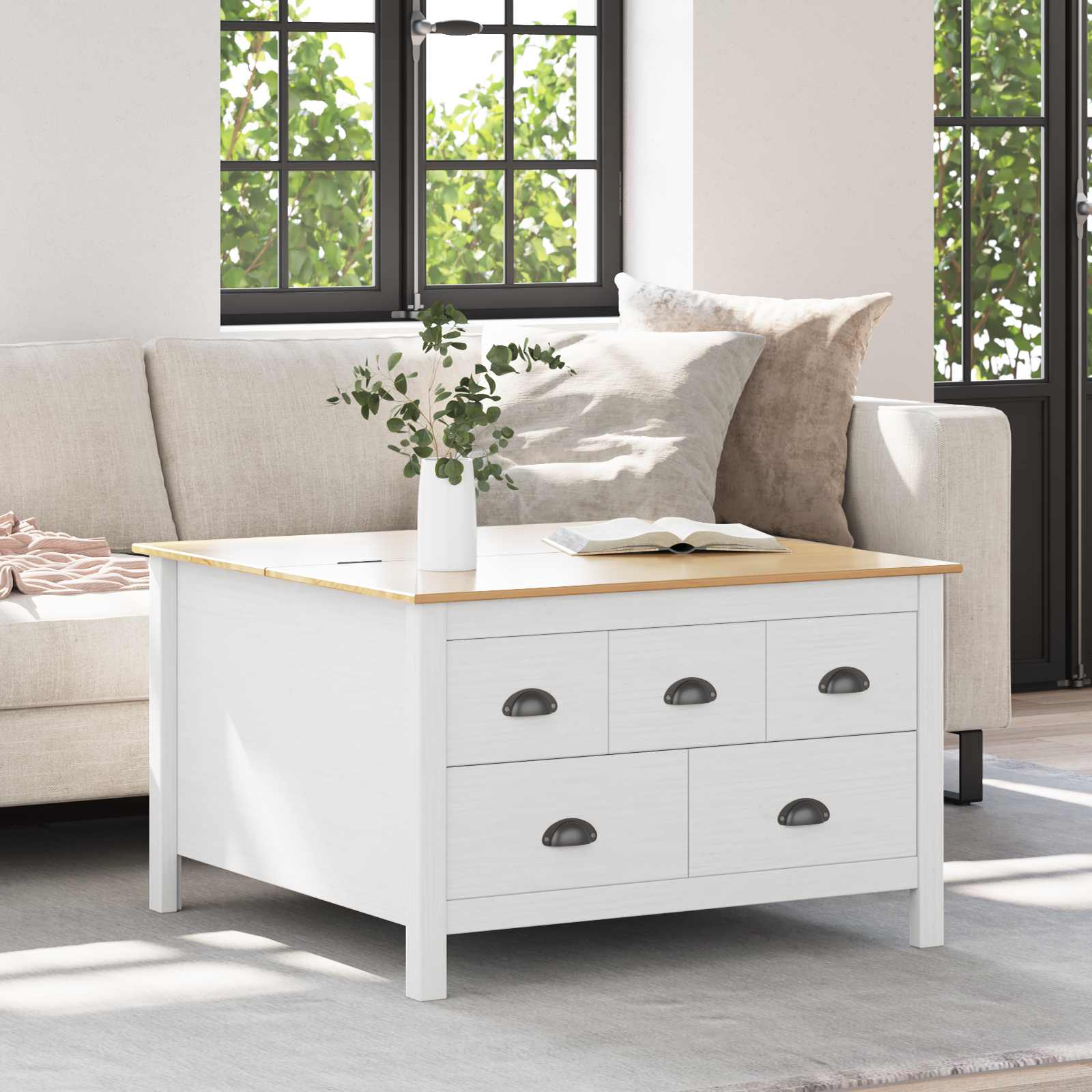 vidaXL Salontafel Honingbruin 79.5 x 79.5 x 49 cm Massief Vurenhout