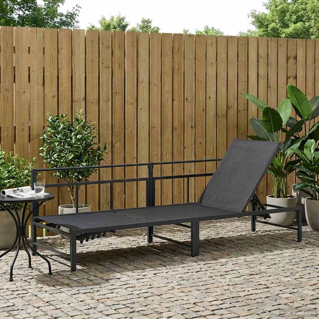 vidaXL Ligstoel Zwart 200 x 62 x 59,5 cm Textileen