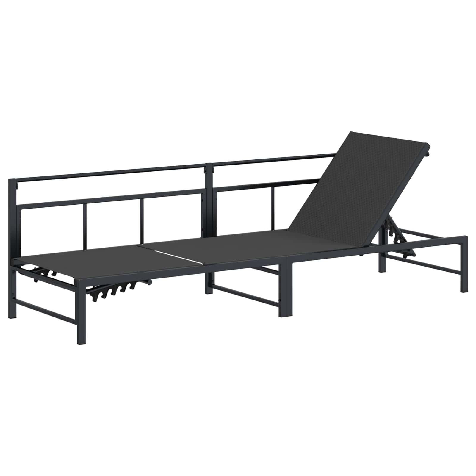 vidaXL Ligstoel Zwart 200 x 62 x 59,5 cm Textileen