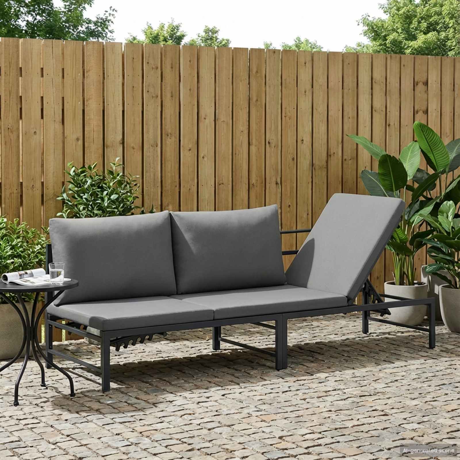 vidaXL Ligstoel Zwart 200 x 62 x 59,5 cm Textileen
