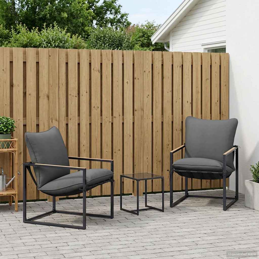 vidaXL Tuinbankenset 3 pcs Zwart en Anthraciet Staal
