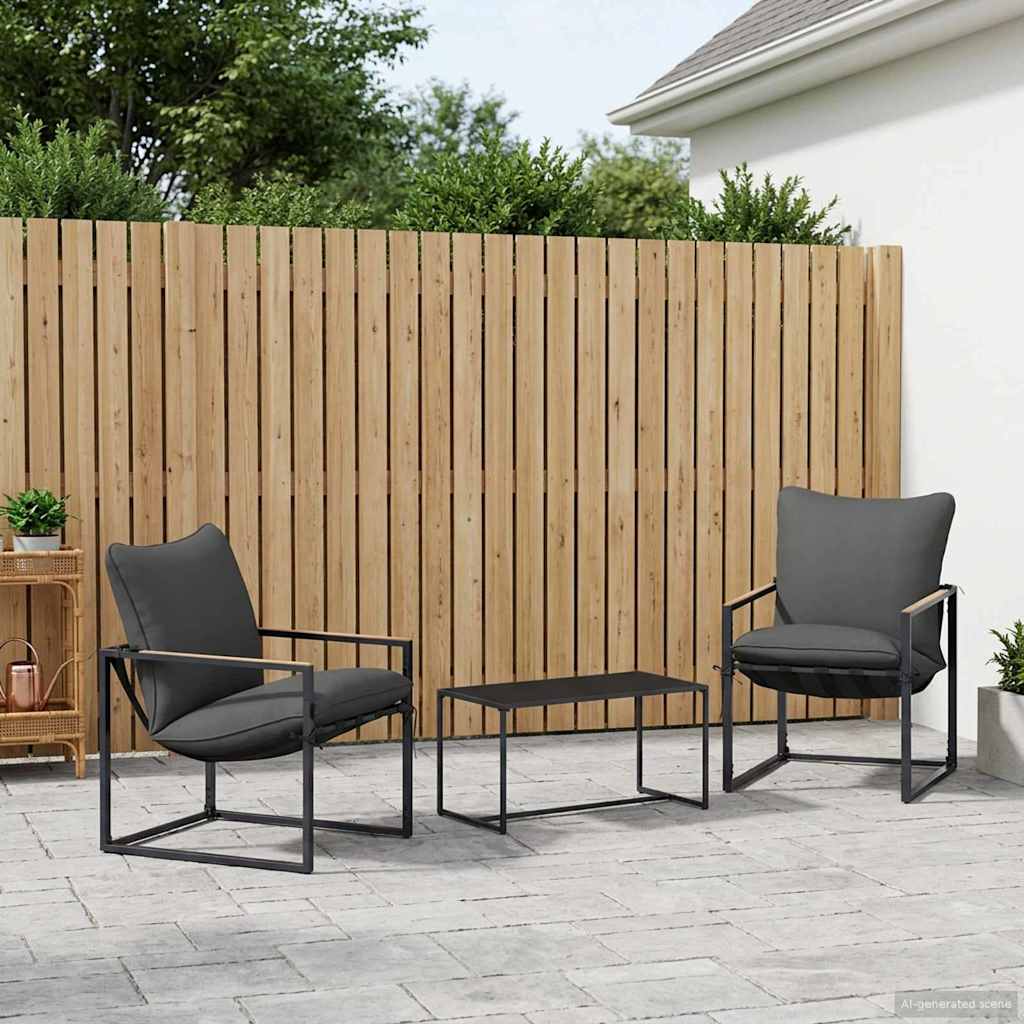 vidaXL Tuinbankenset 3 pcs Zwart en Anthraciet Staal